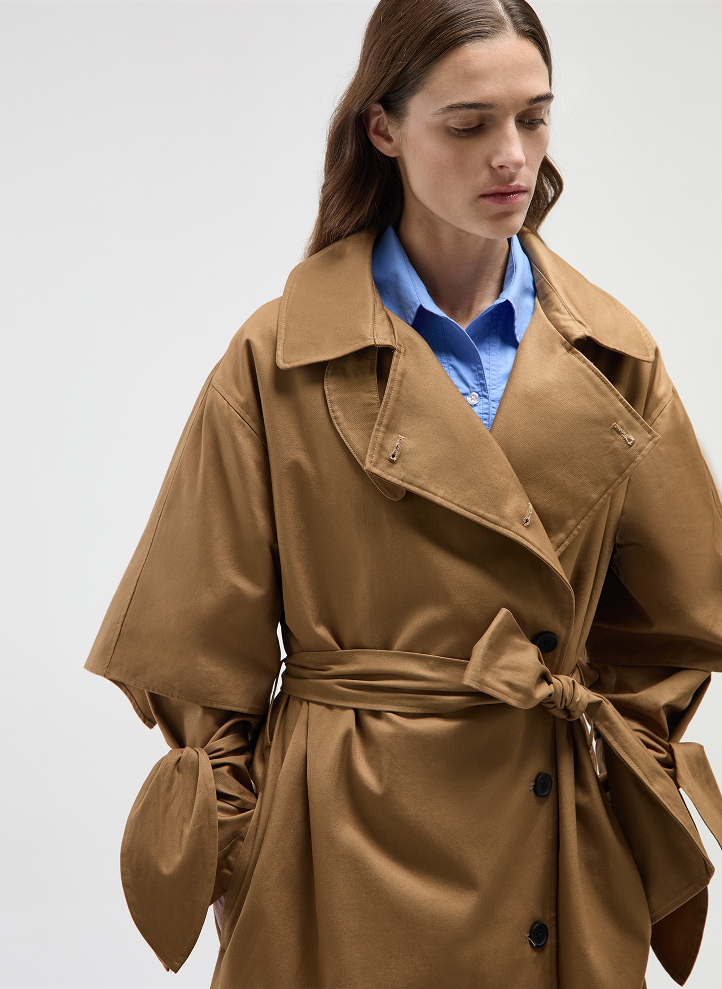 Cotton gabardine straight-cut trench LAAGAM Beige