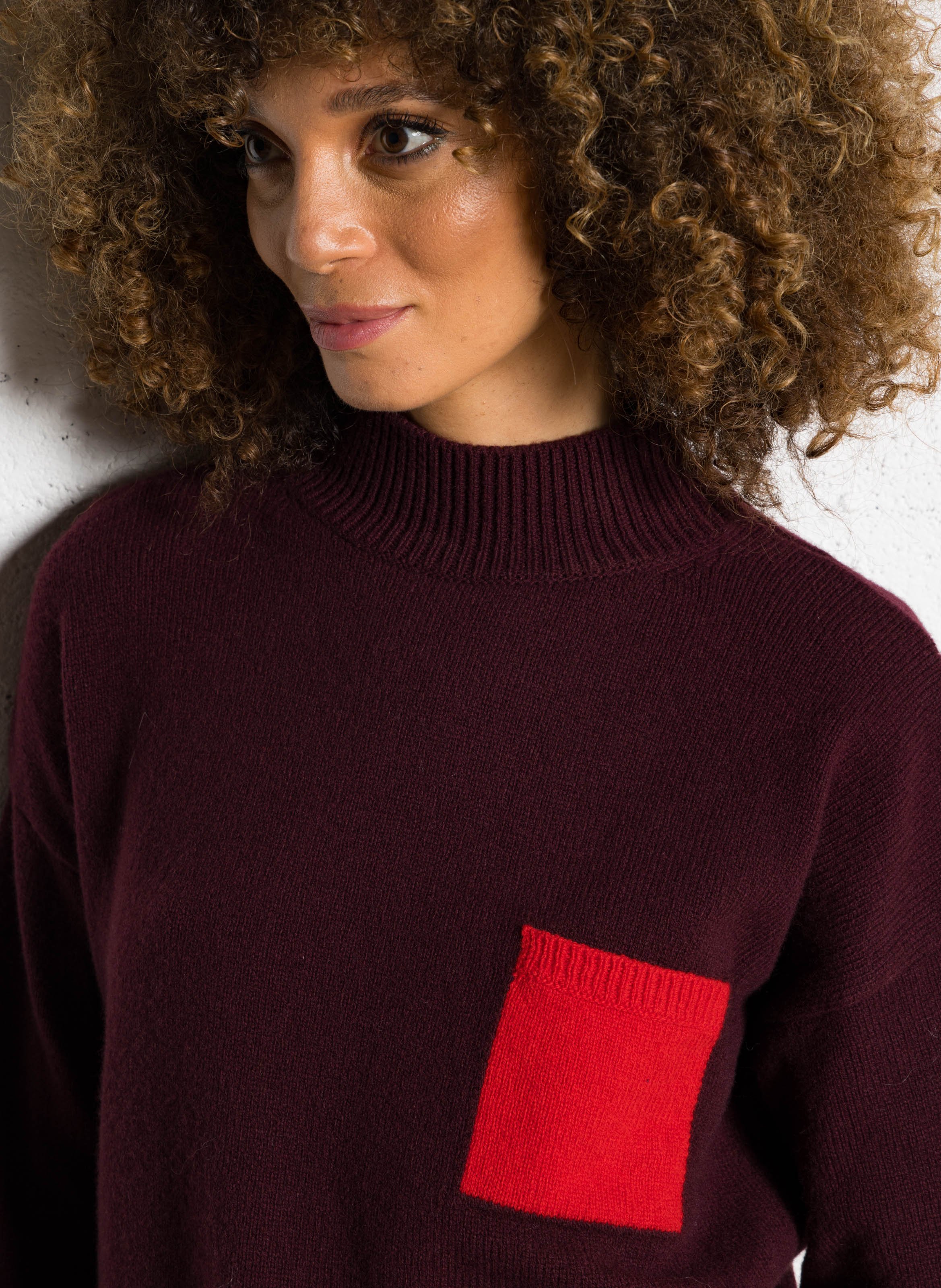 Pull oversize en laine et cachemire MAISON ANJE Prune