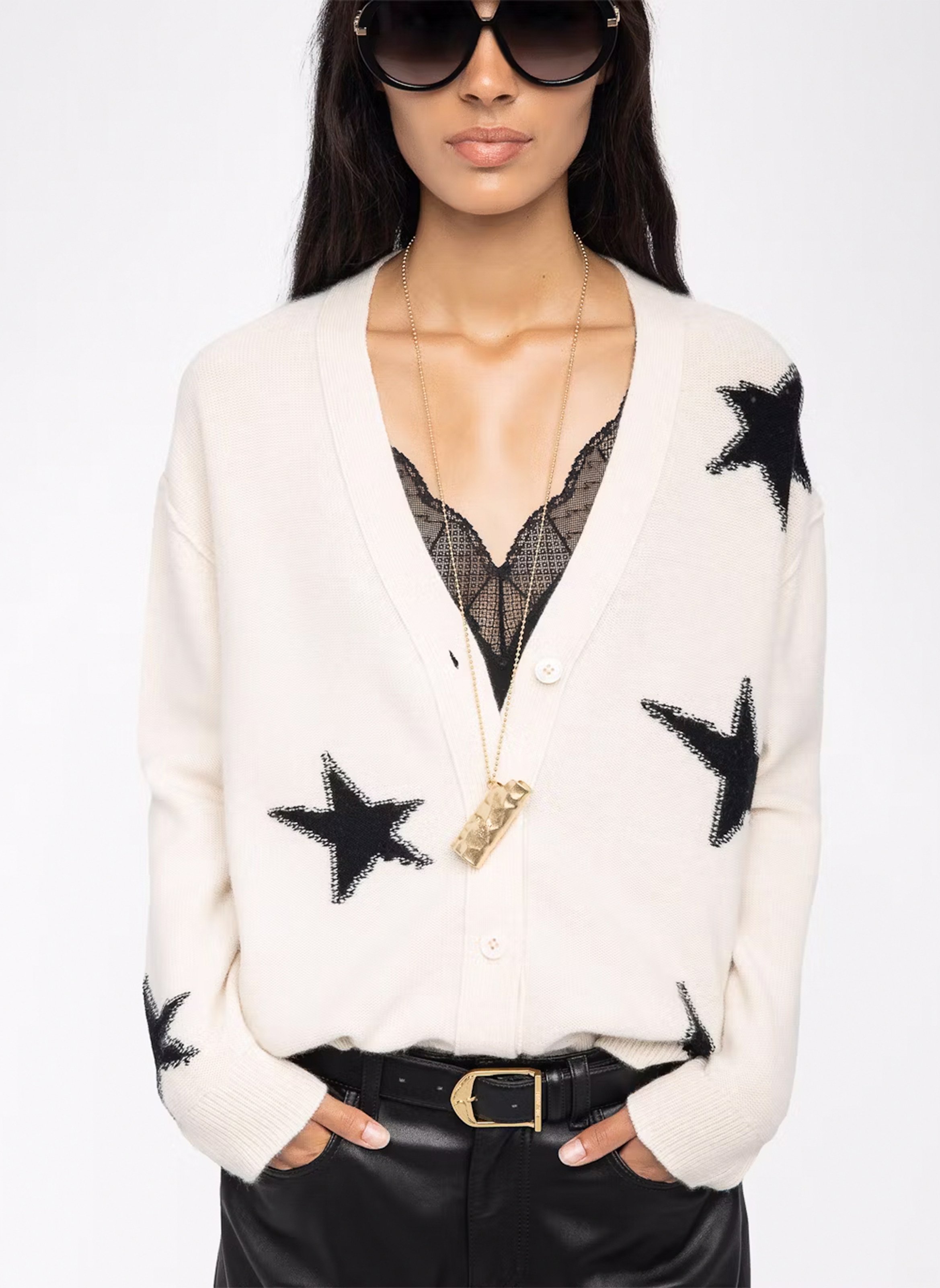 V-Ausschnitt Weste mit Muster ZADIG&VOLTAIRE Weiss