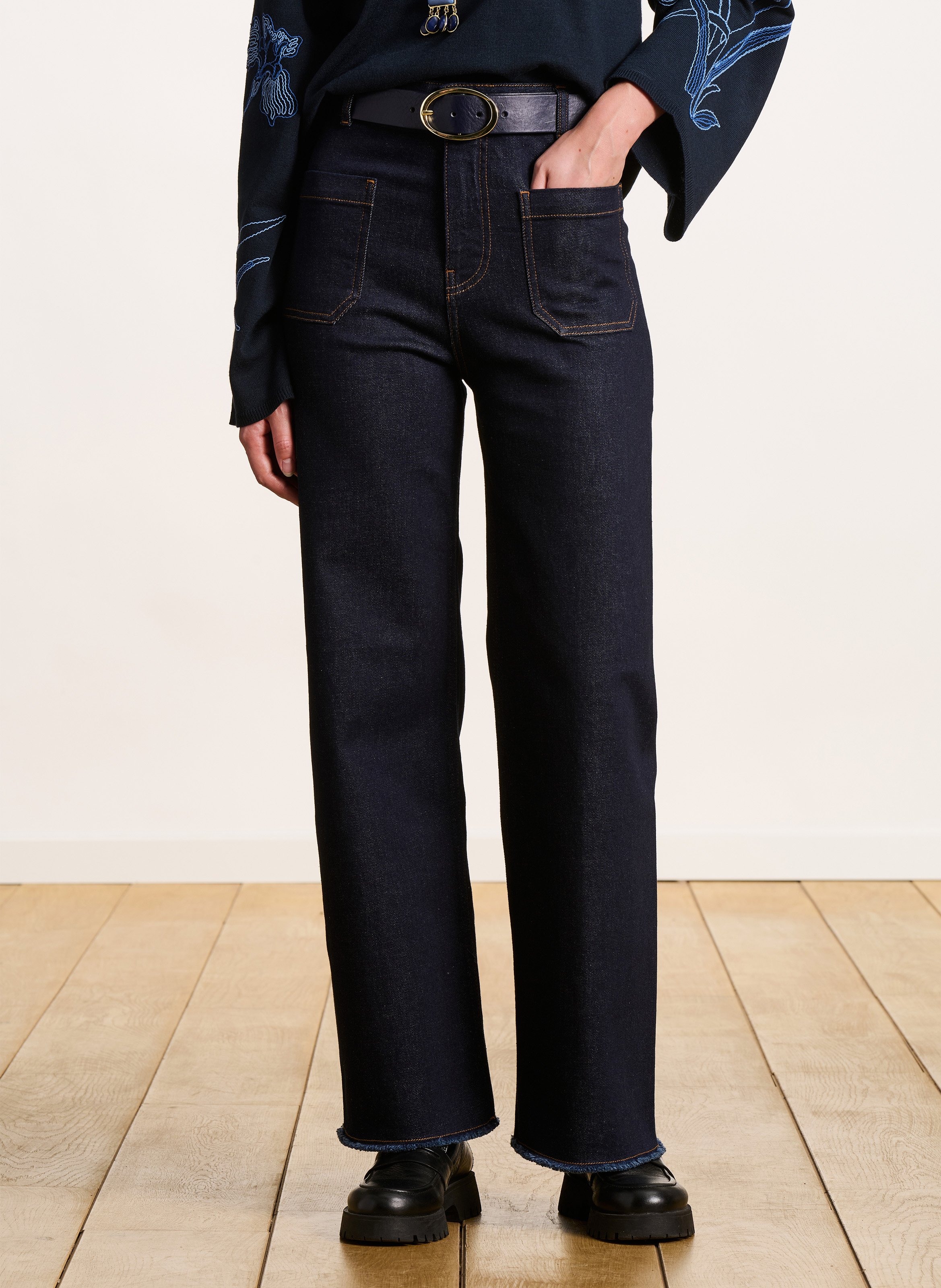 Straight high-rise organic cotton-blend jeans LA FEE MARABOUTEE