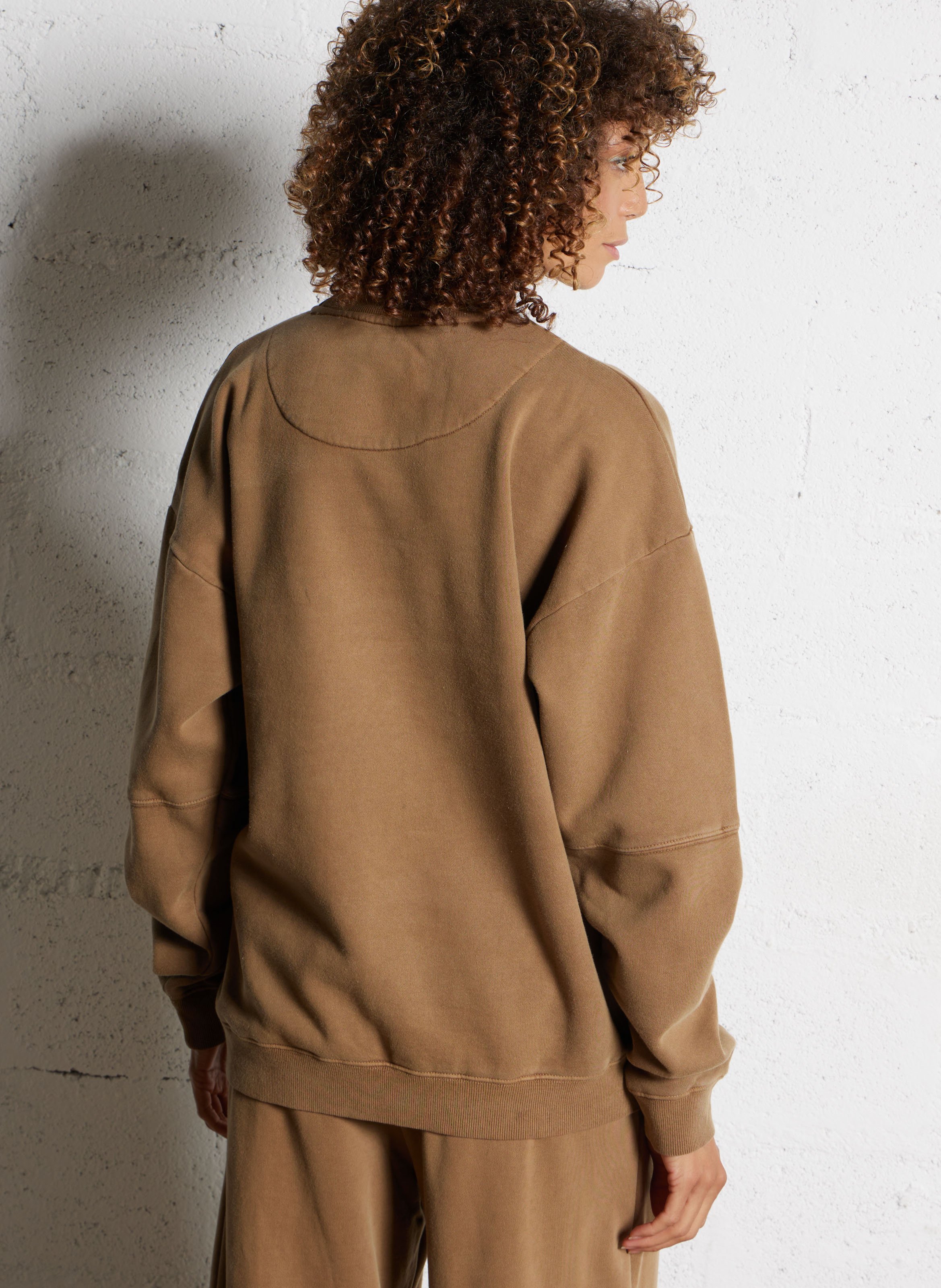 Sweat droit sérigraphié en coton mélangé NEWTONE Marron