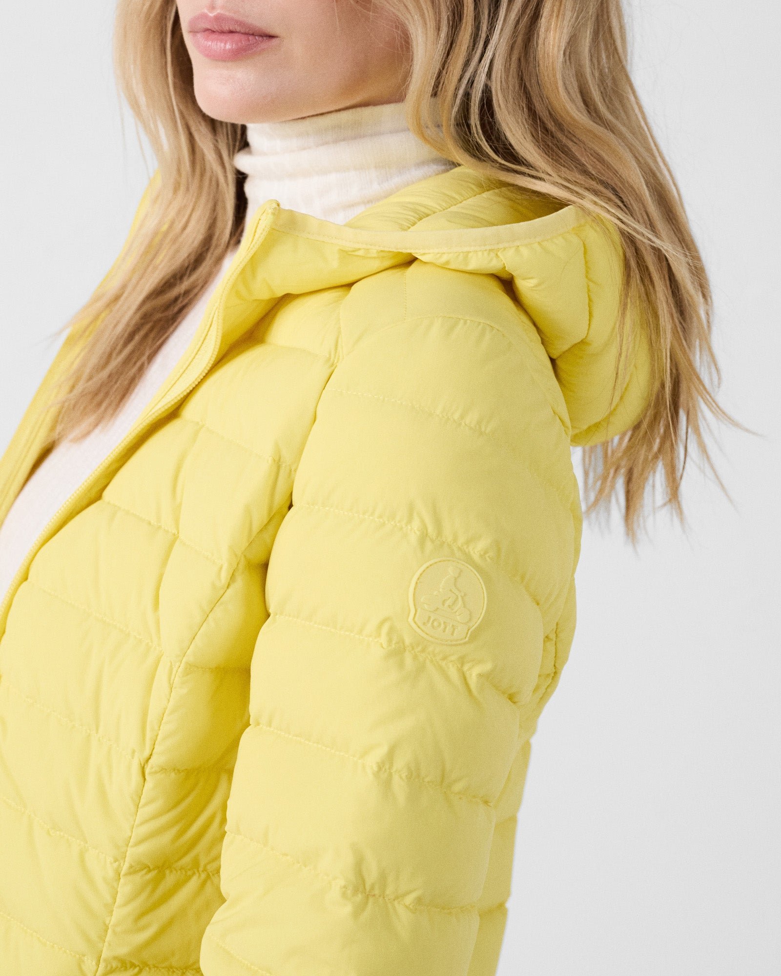 Lightweight stretch hooded puffer jacket Salma JOTT Yellow