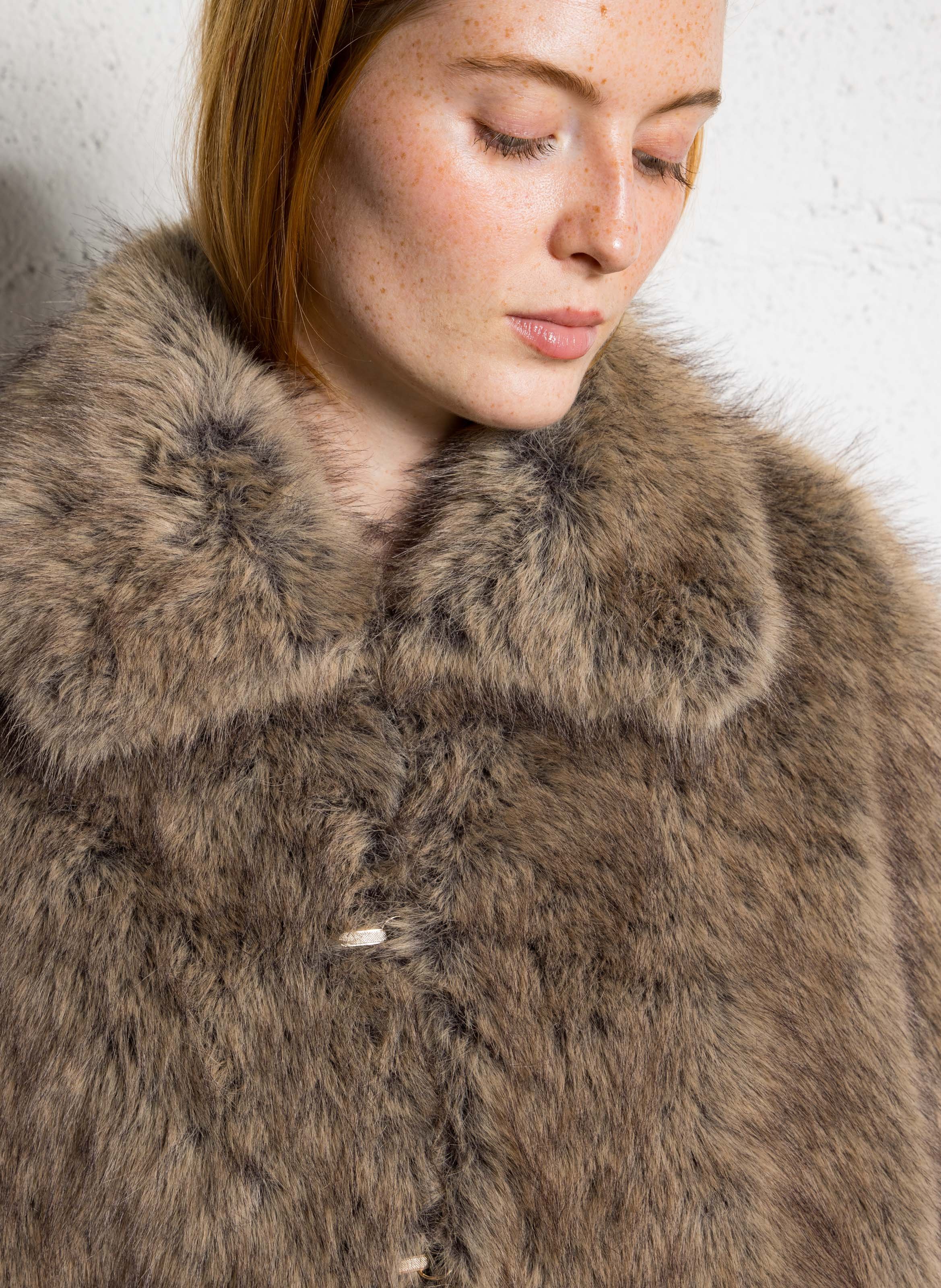 Jacket with classic collar and faux fur LIU JO Brown