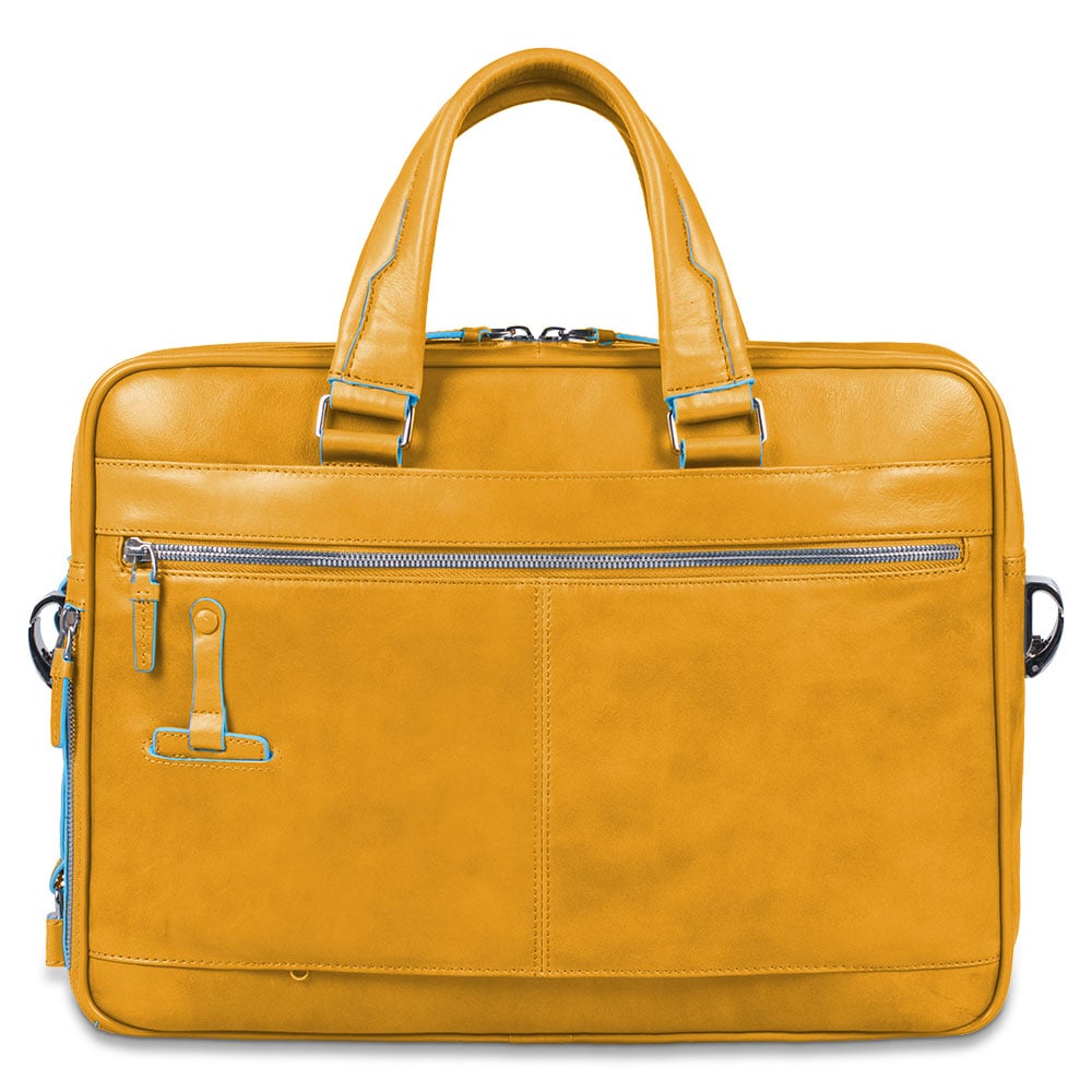 Grained faux leather laptop bag PIQUADRO Yellow