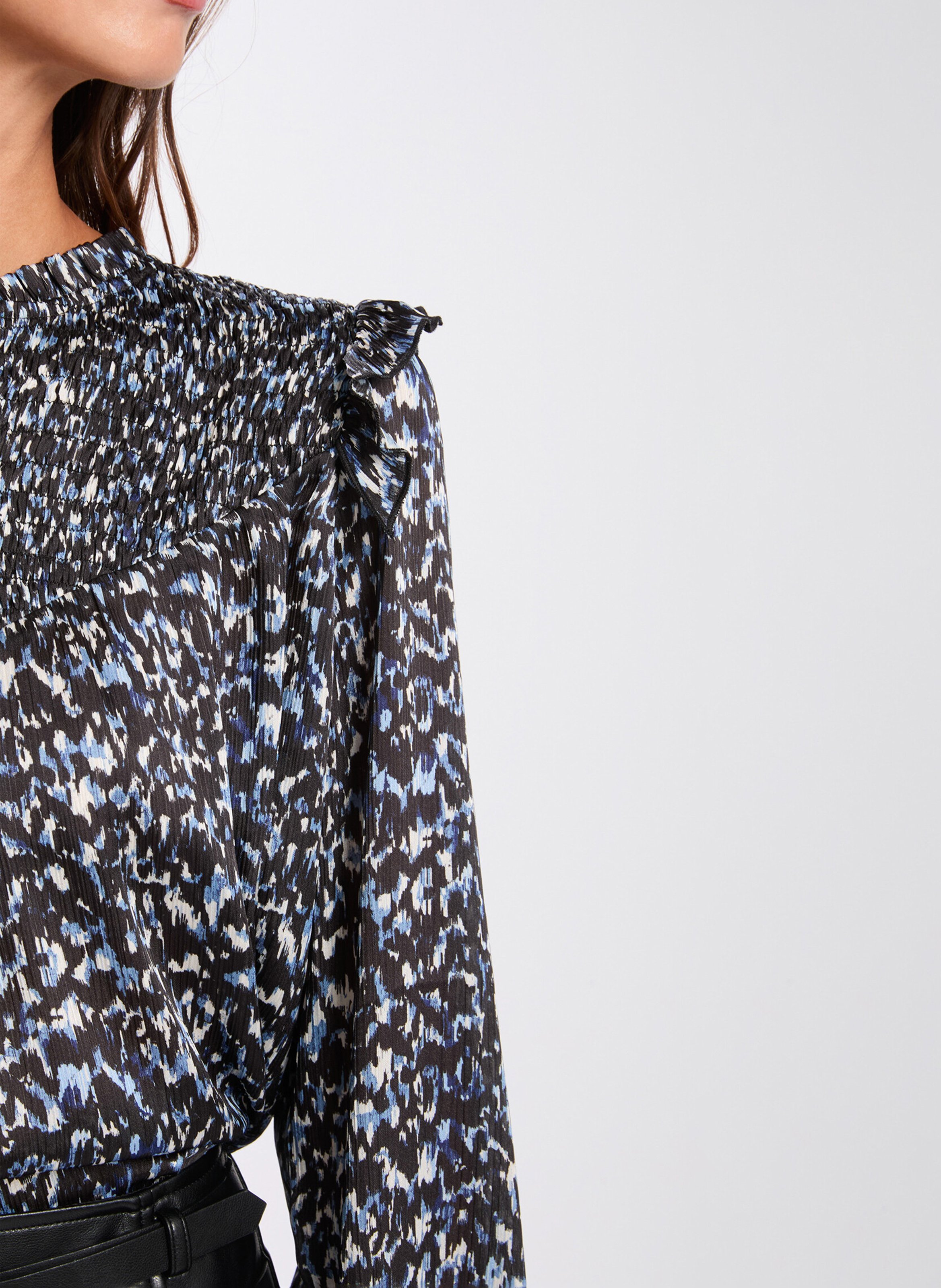 Blouse droite col montant imprimé MORGAN Multicolore