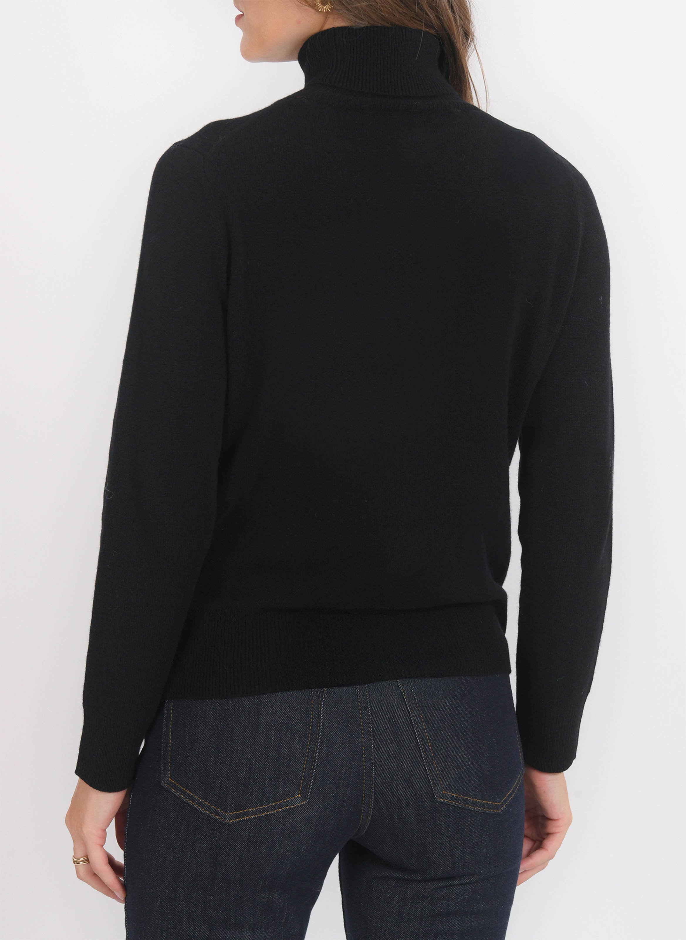 Pull col roulé uni en laine et cachemire KOOKAI Noir