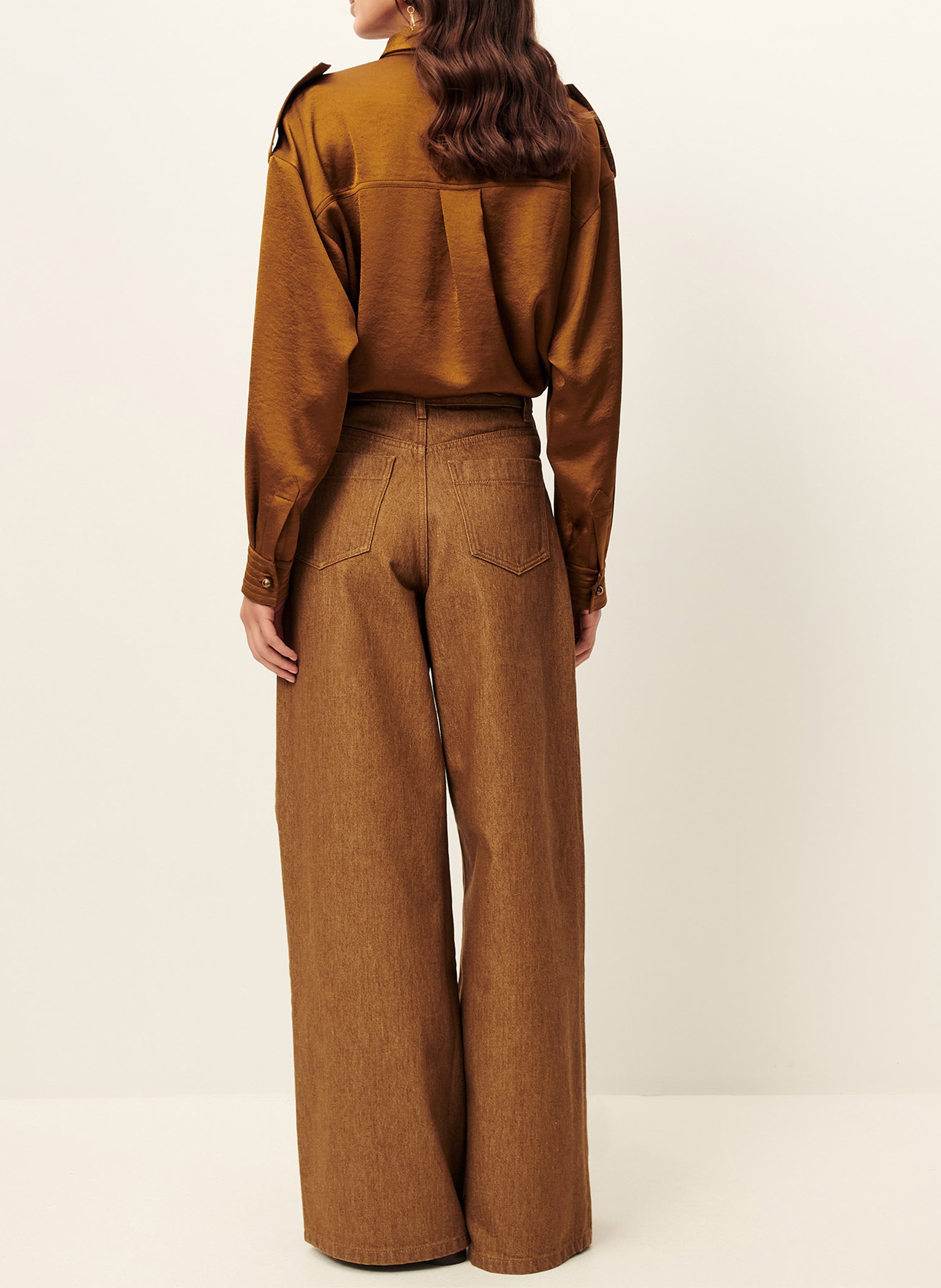 Jean large taille haute en coton SESSUN Marron