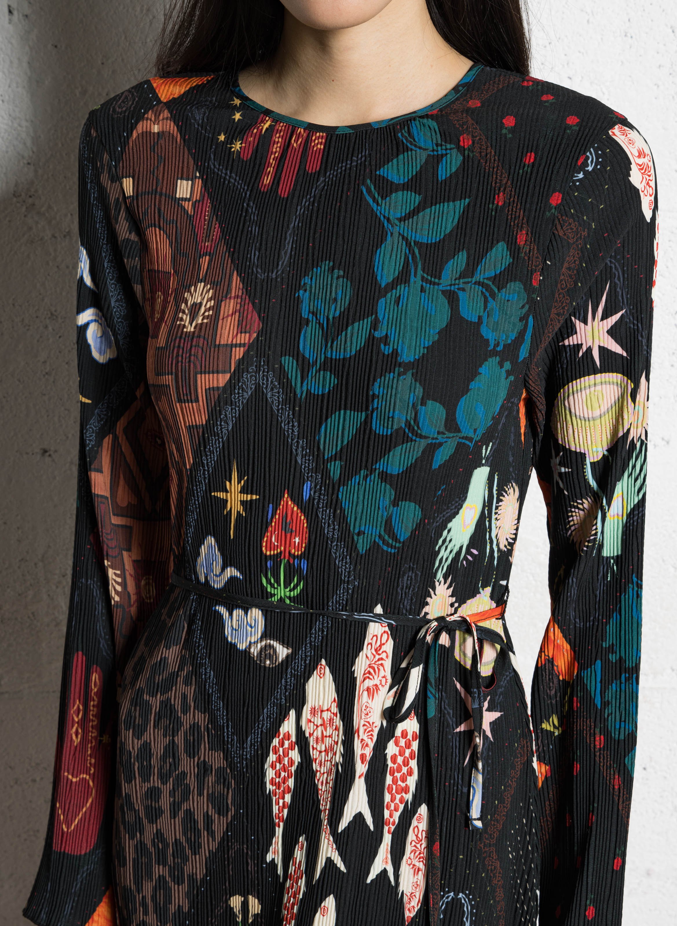 Robe midi col rond imprimée NEVER FULLY DRESSED Multicolore