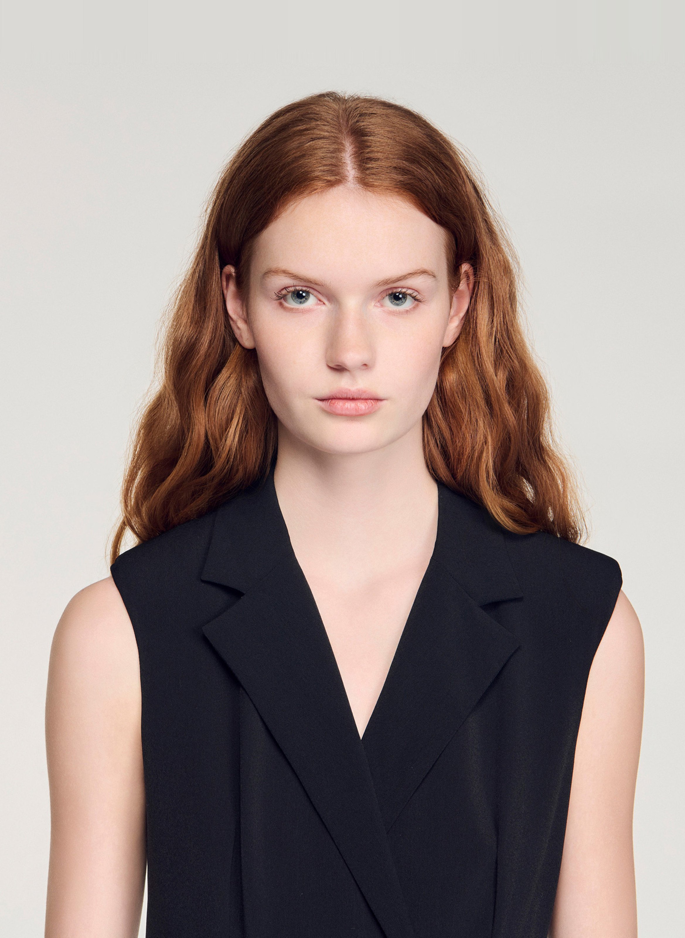 Robe midi col tailleur SANDRO Noir