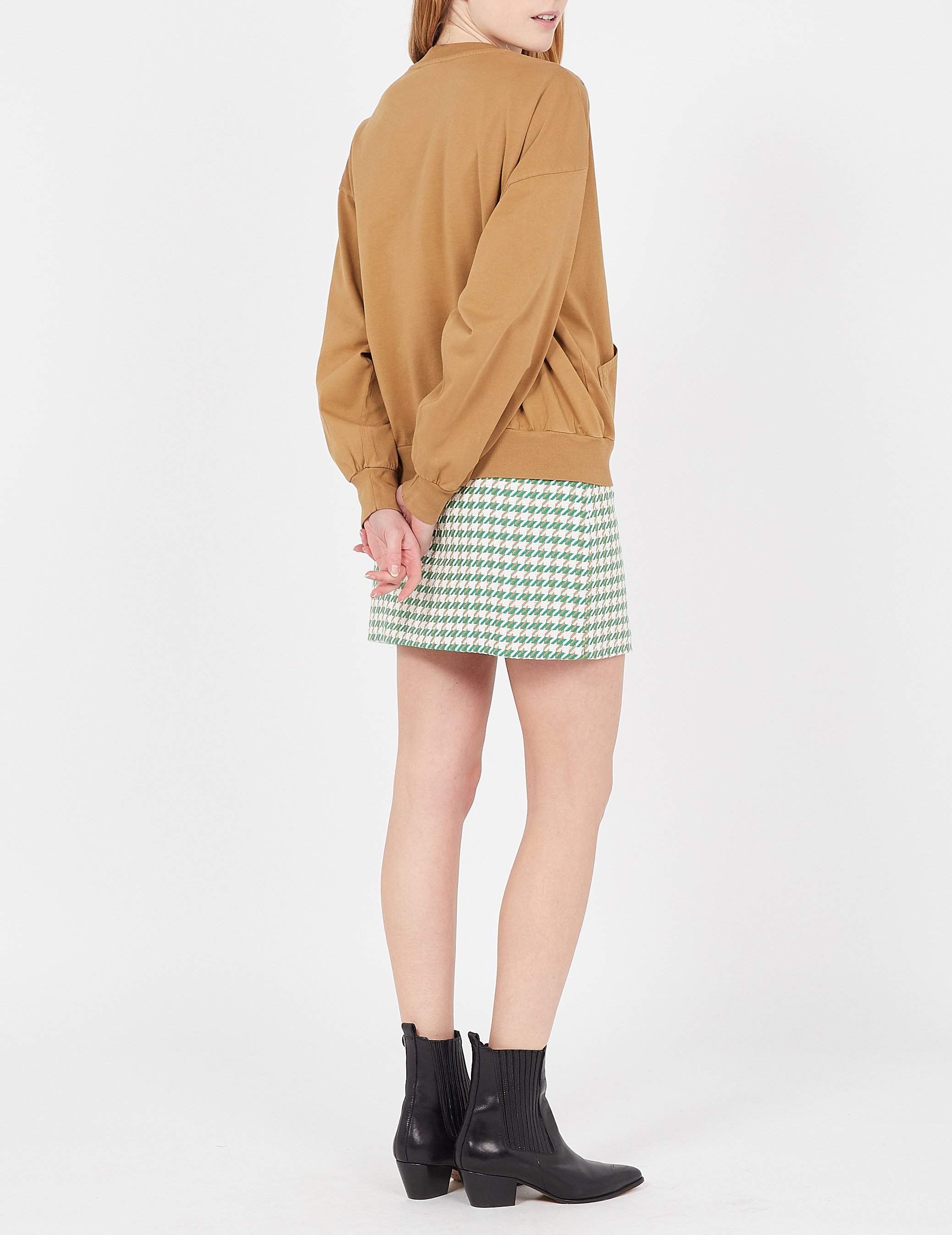 Mini jupe motif pied-de-poule en coton mélangé  IMPERIAL Blanc