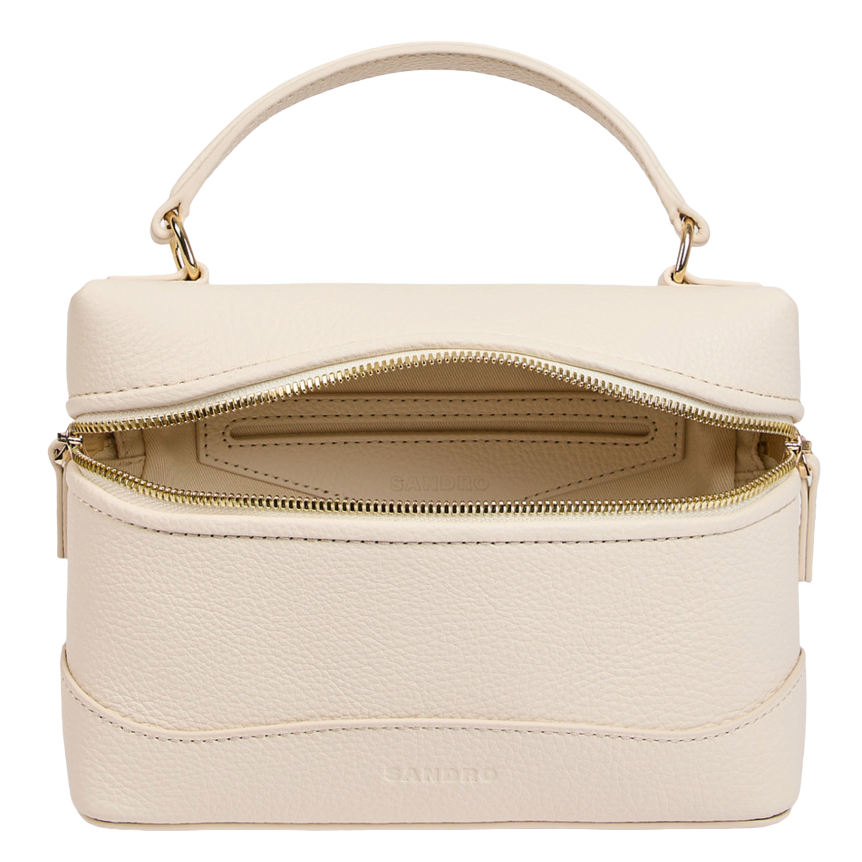 Sac bandoulière zippé en cuir grainé SANDRO Beige