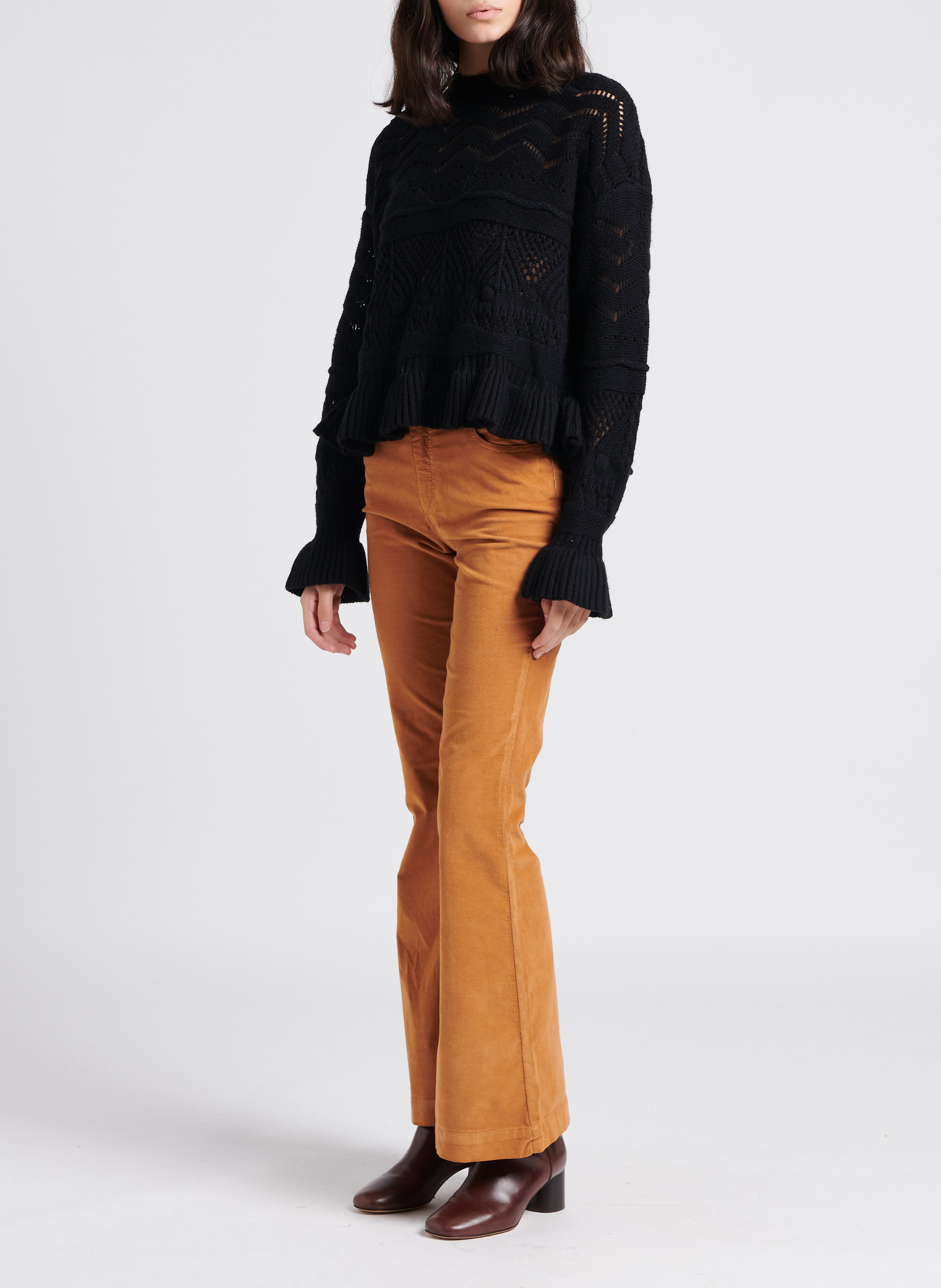 Rechte trui van katoen- en wolmix met ronde hals VILA Zwart