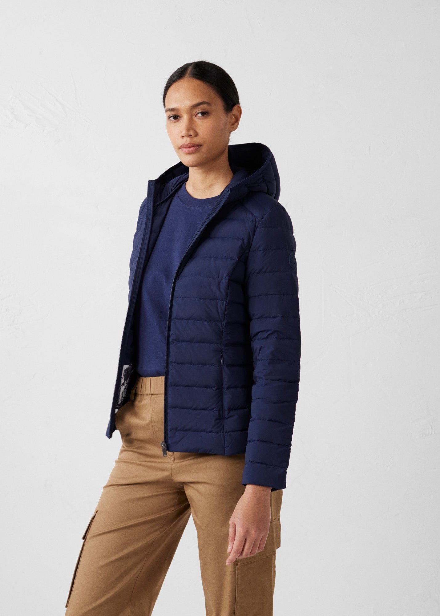 Lightweight stretch hooded puffer jacket Salma JOTT Blue