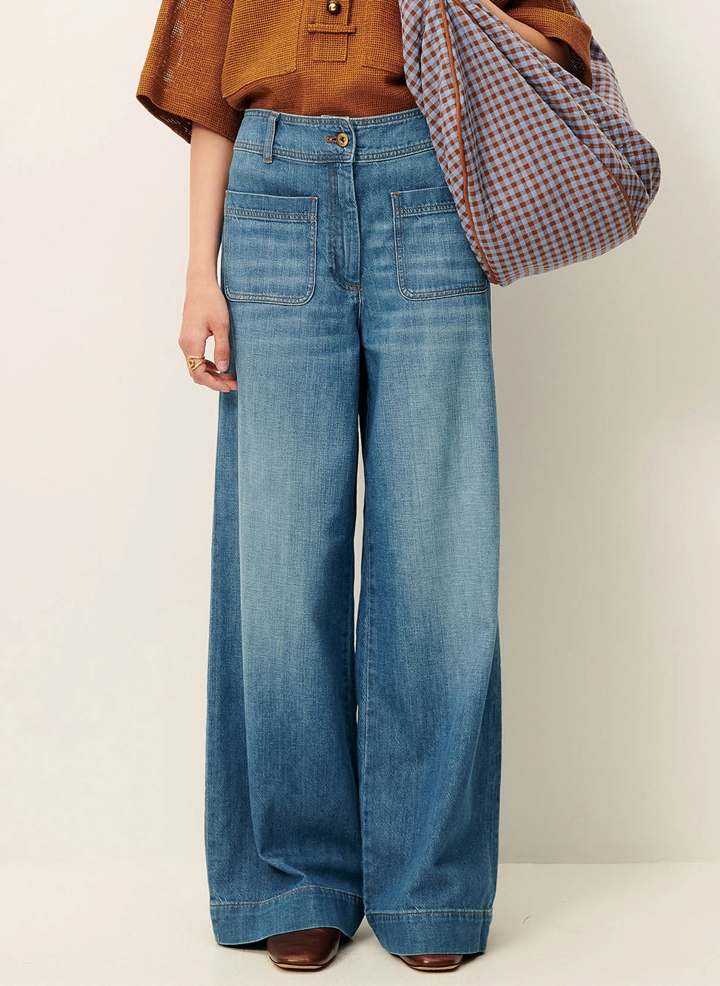 Boot-cut cotton jeans SESSUN Blue