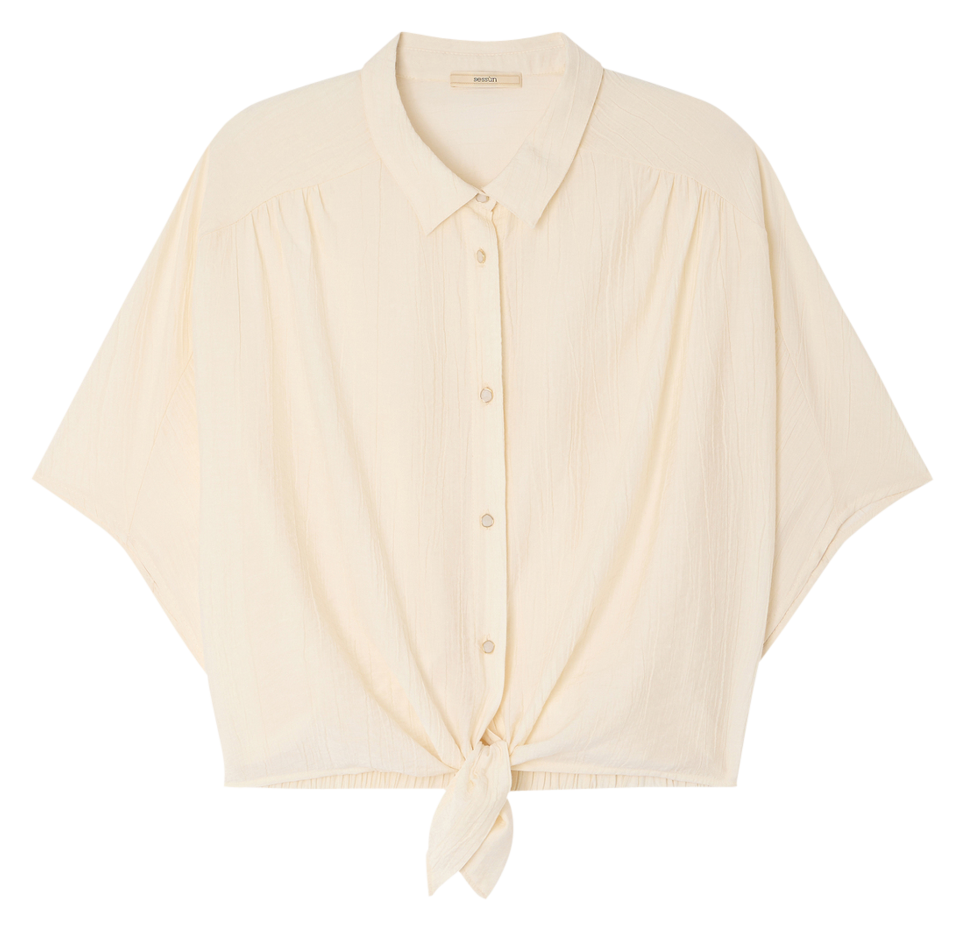 Chemise ample nouée en linon antique SESSUN Beige