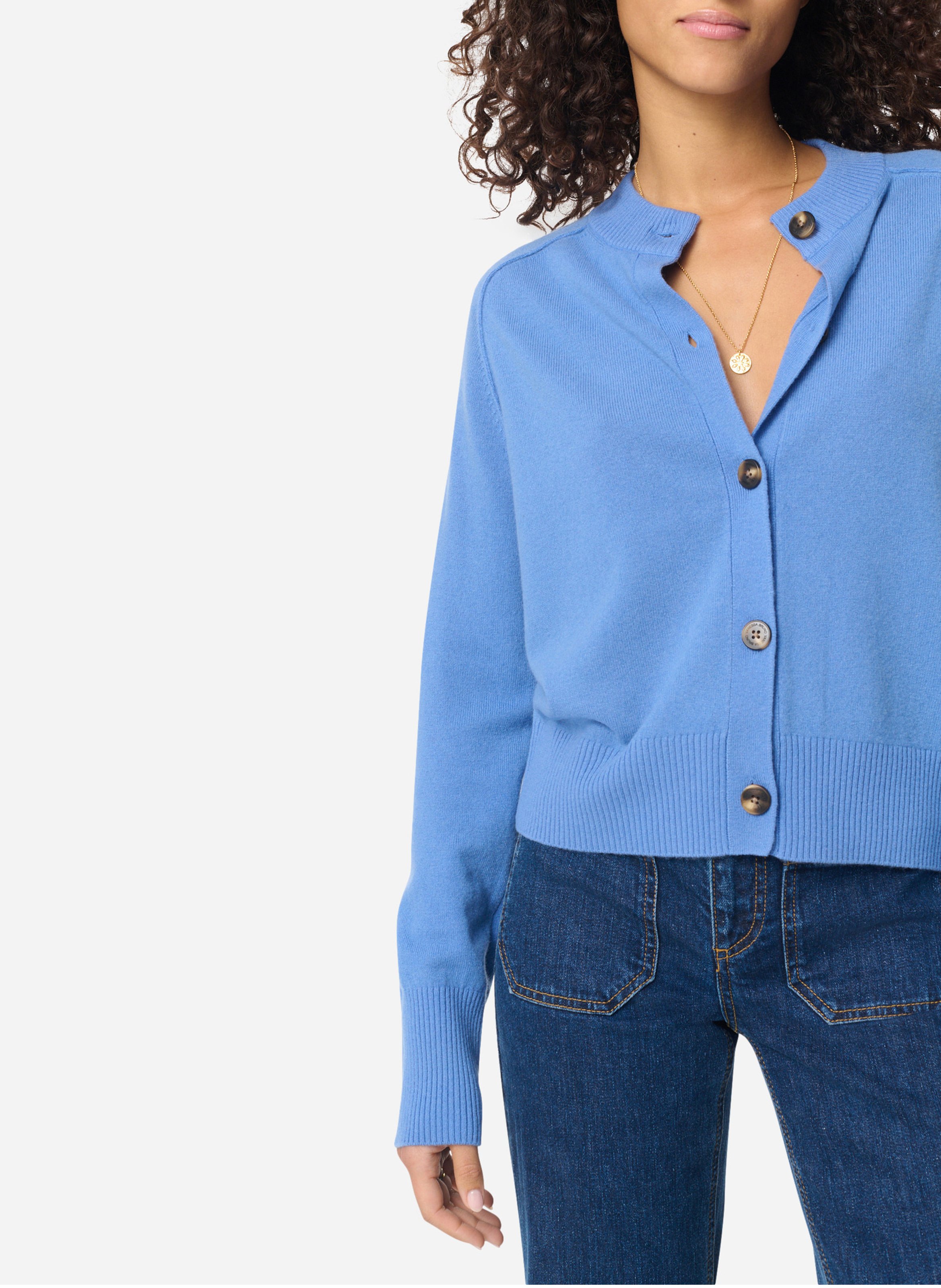 Short buttoned solid cardigan VANESSA BRUNO Blue