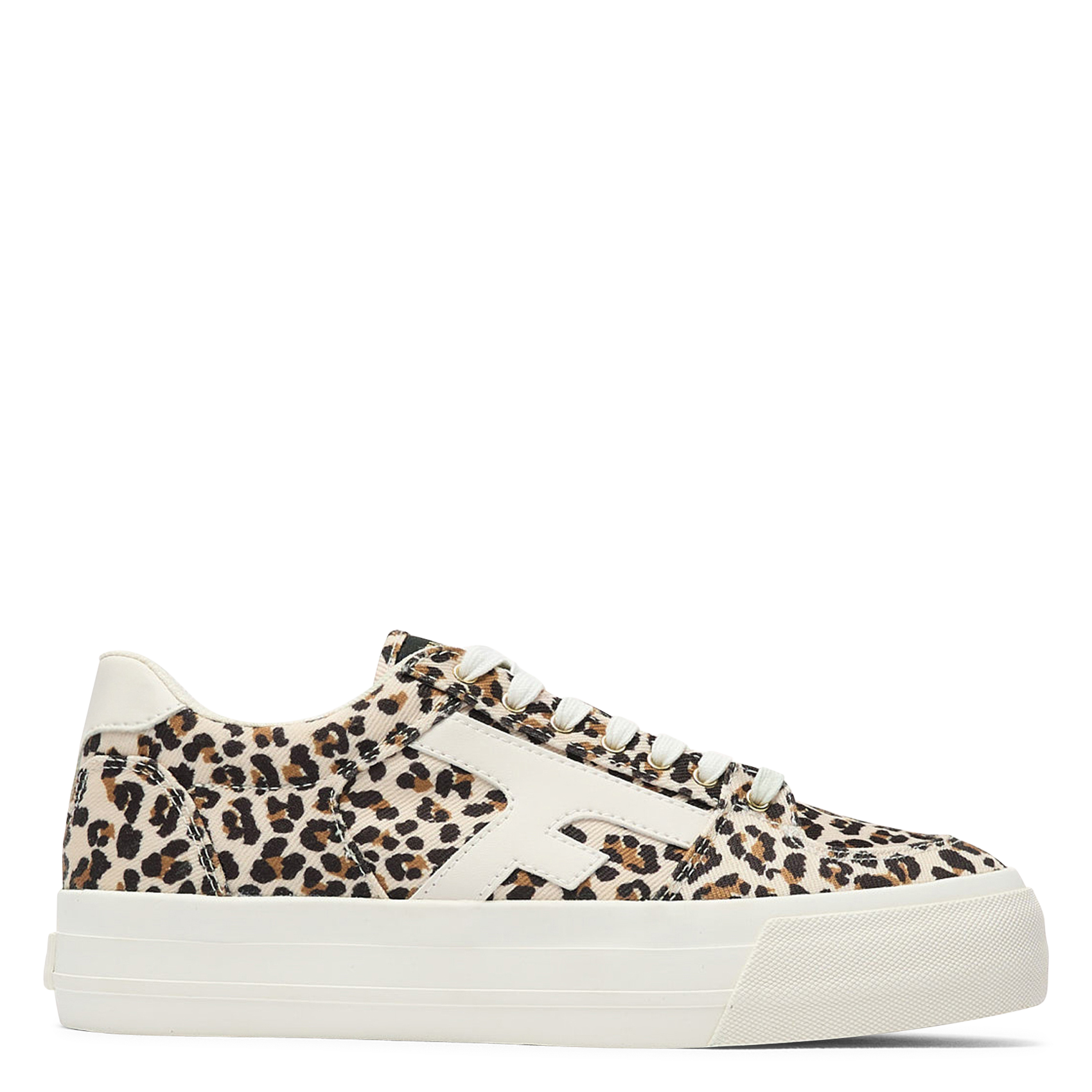Leopard print canvas wedge sneakers FAGUO Beige