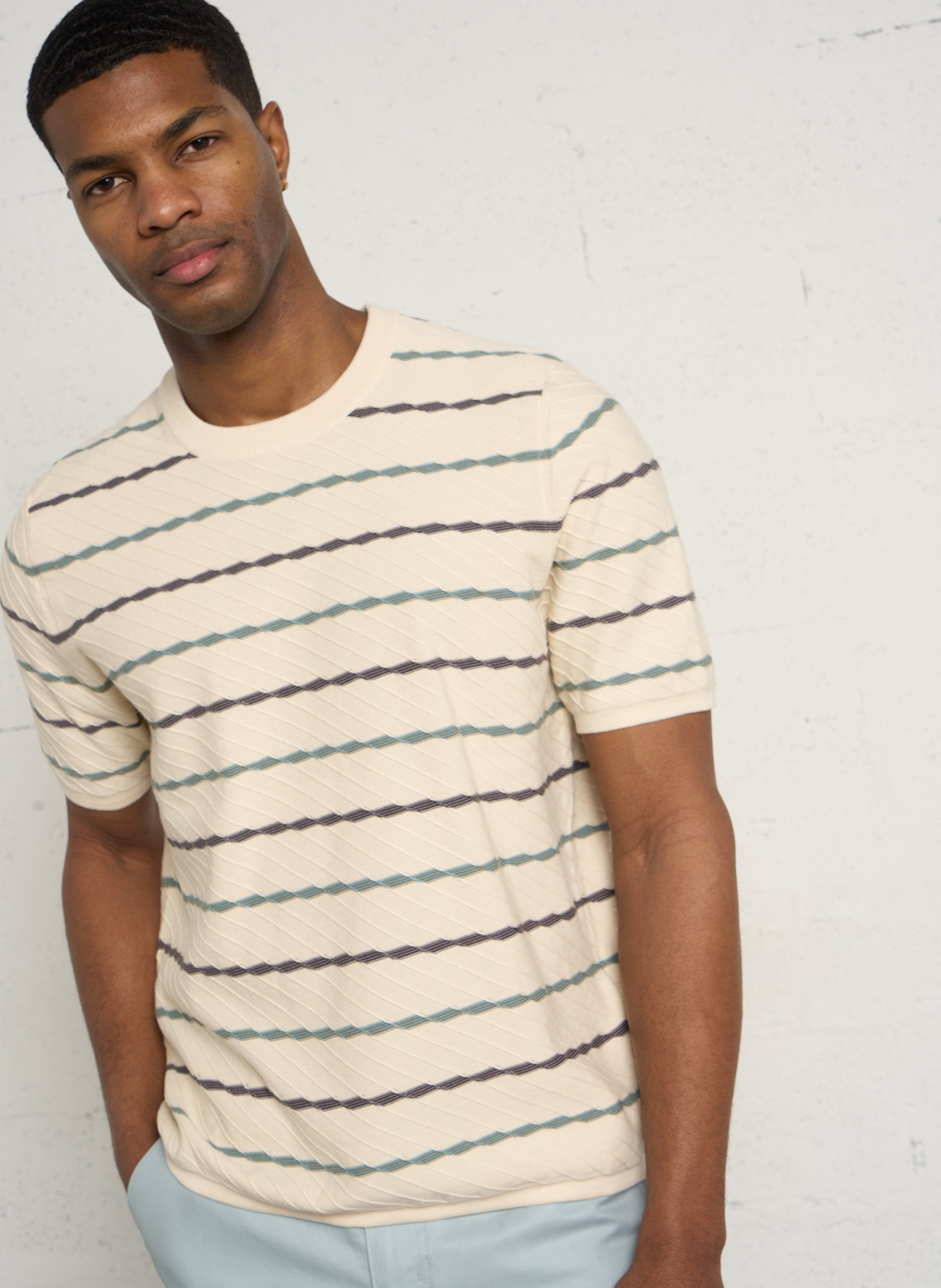 Gerade geschnittener Rundhals-Pullover aus Bio-Baumwolle PAUL SMITH Beige