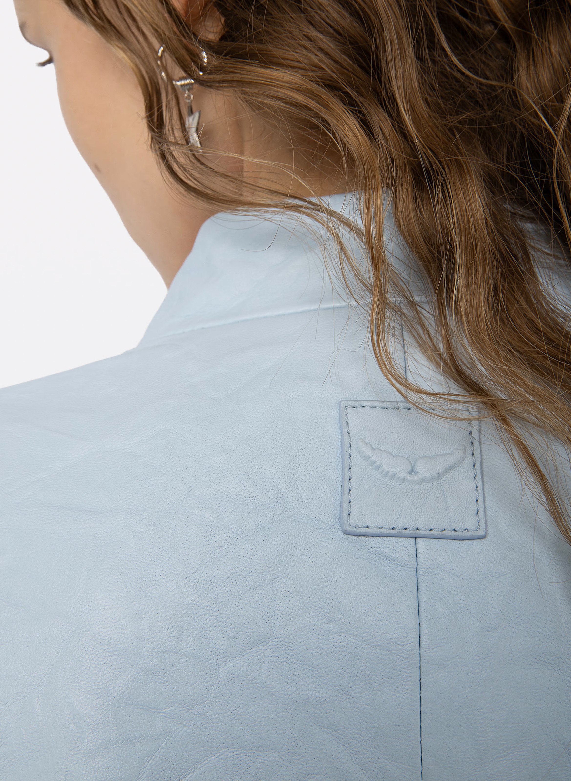 Blouson col rond en cuir ZADIG&VOLTAIRE Blue