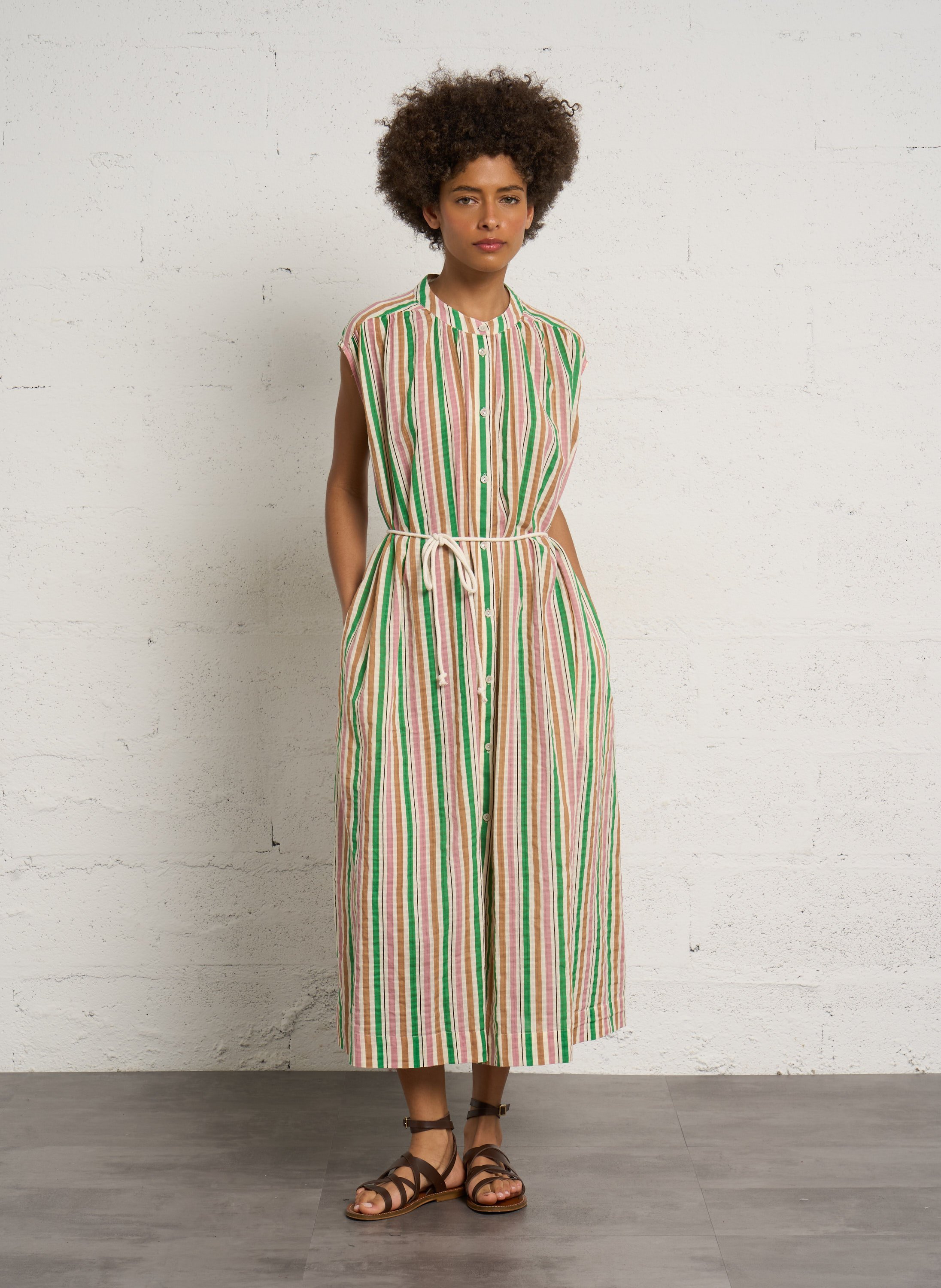 Long loose-fit organic cotton dress LEON & HARPER Multicolored
