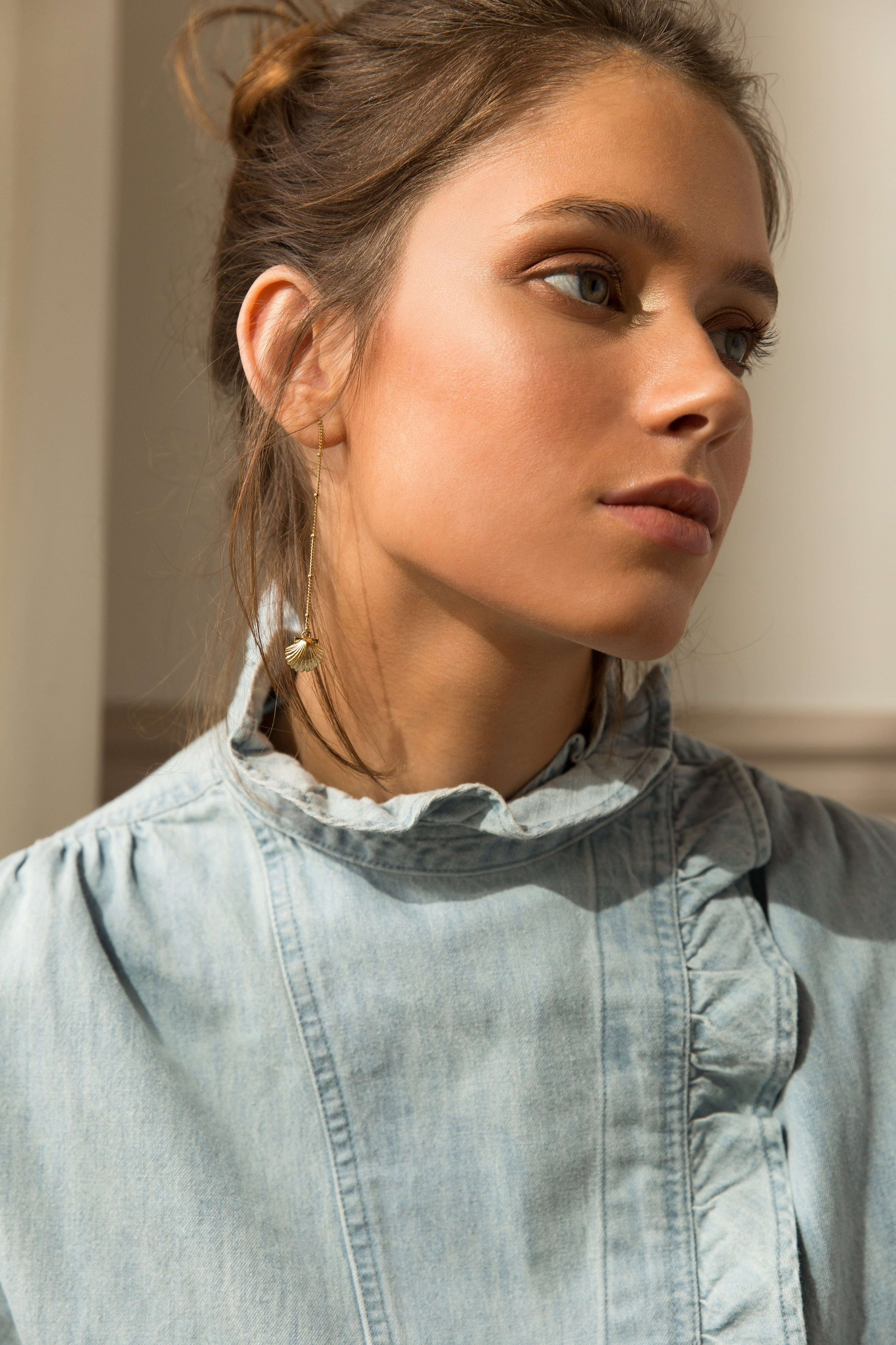 Silver-plated seashell drop earrings MONSIEUR SIMONE Golden