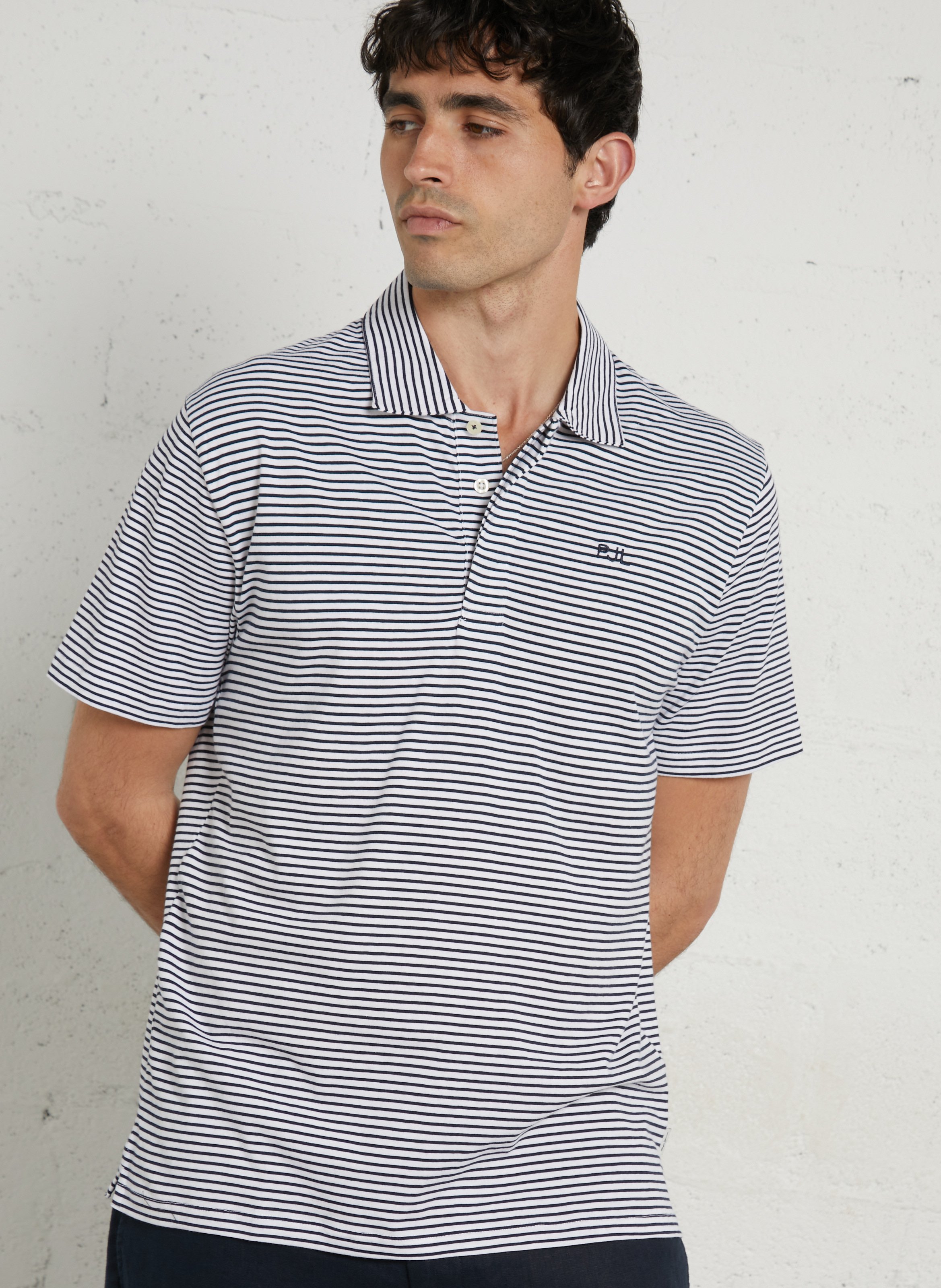 Polo regular-fit rayé en coton mélangé PEPE JEANS Blanc