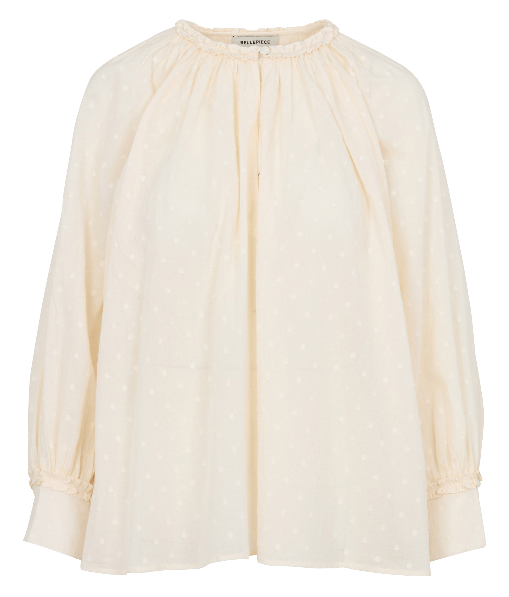 Blouse oversize col rond en coton  BELLEPIECE Beige