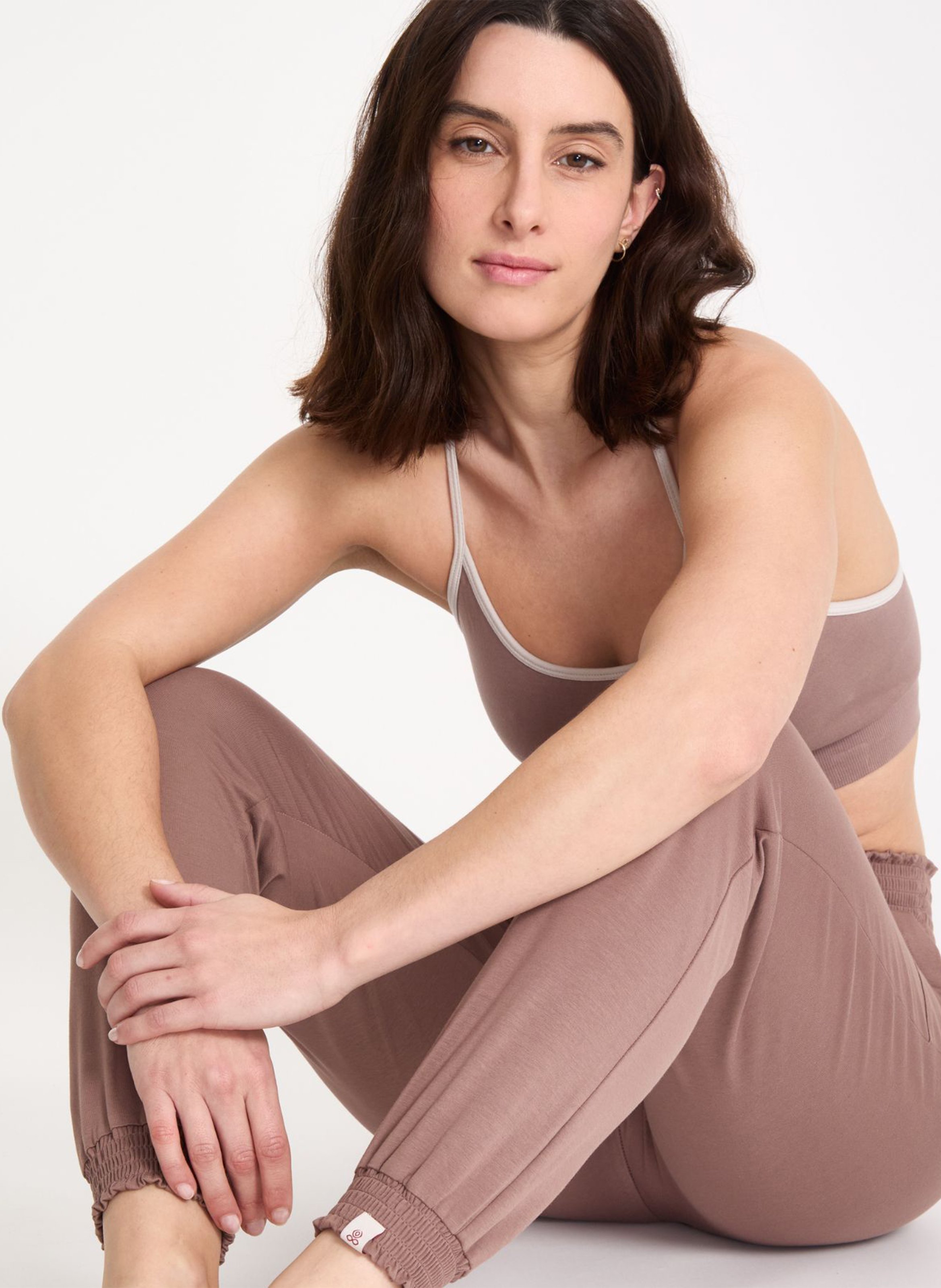 Pantalon de sport taille haute en coton mélangé YOGA SEARCHER Rose