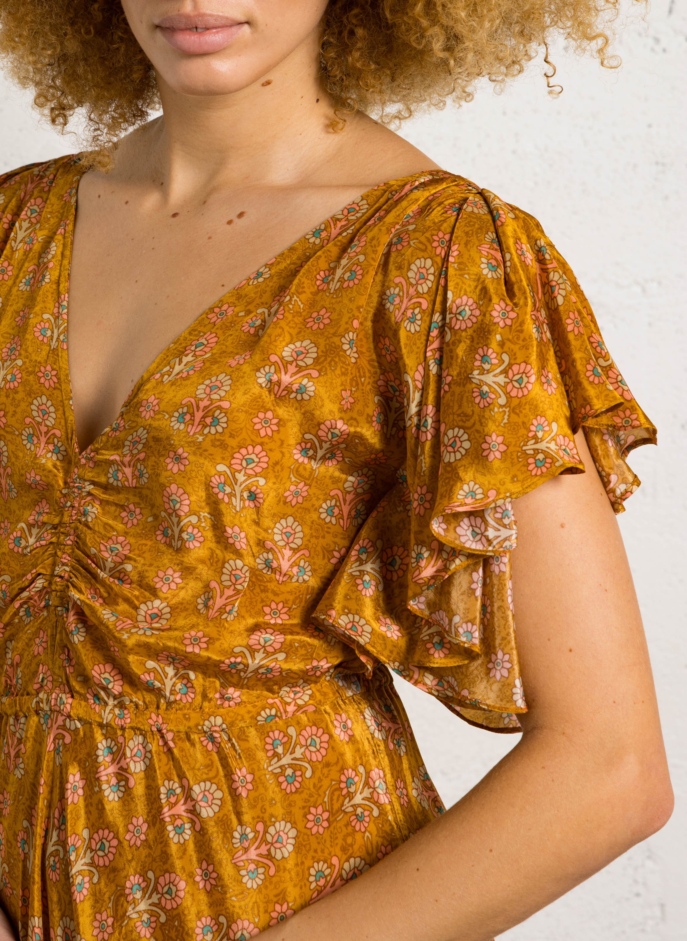 Lange, rechte en soepelvallende jurk Ohio MES DEMOISELLES Oranje