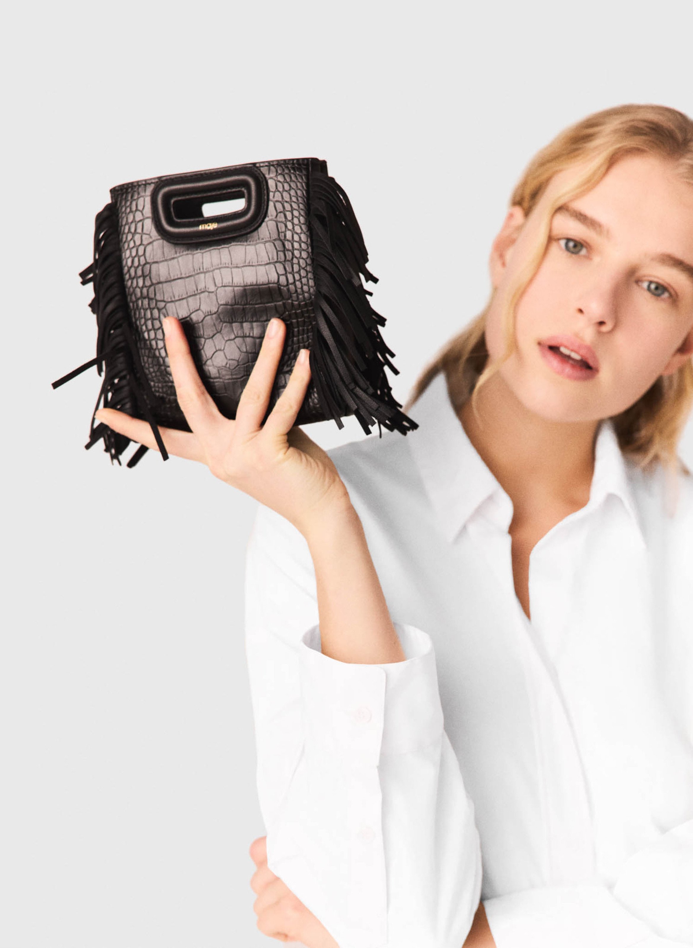 Leren crossbodytas  MAJE Zwart