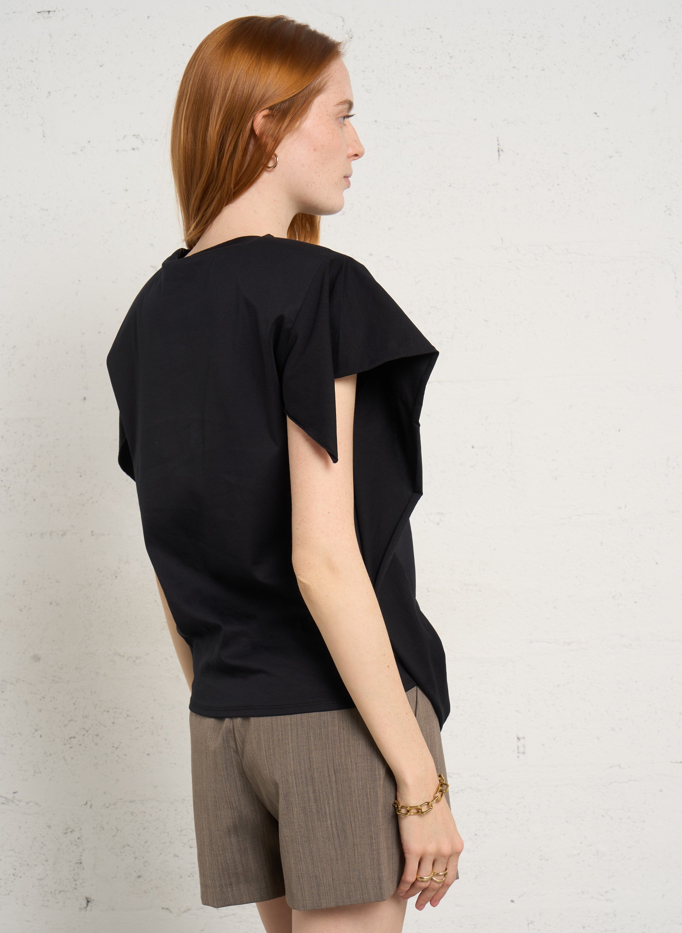 Einfarbiges Langarm-Top mit Rundhalsausschnitt IRO Schwarz