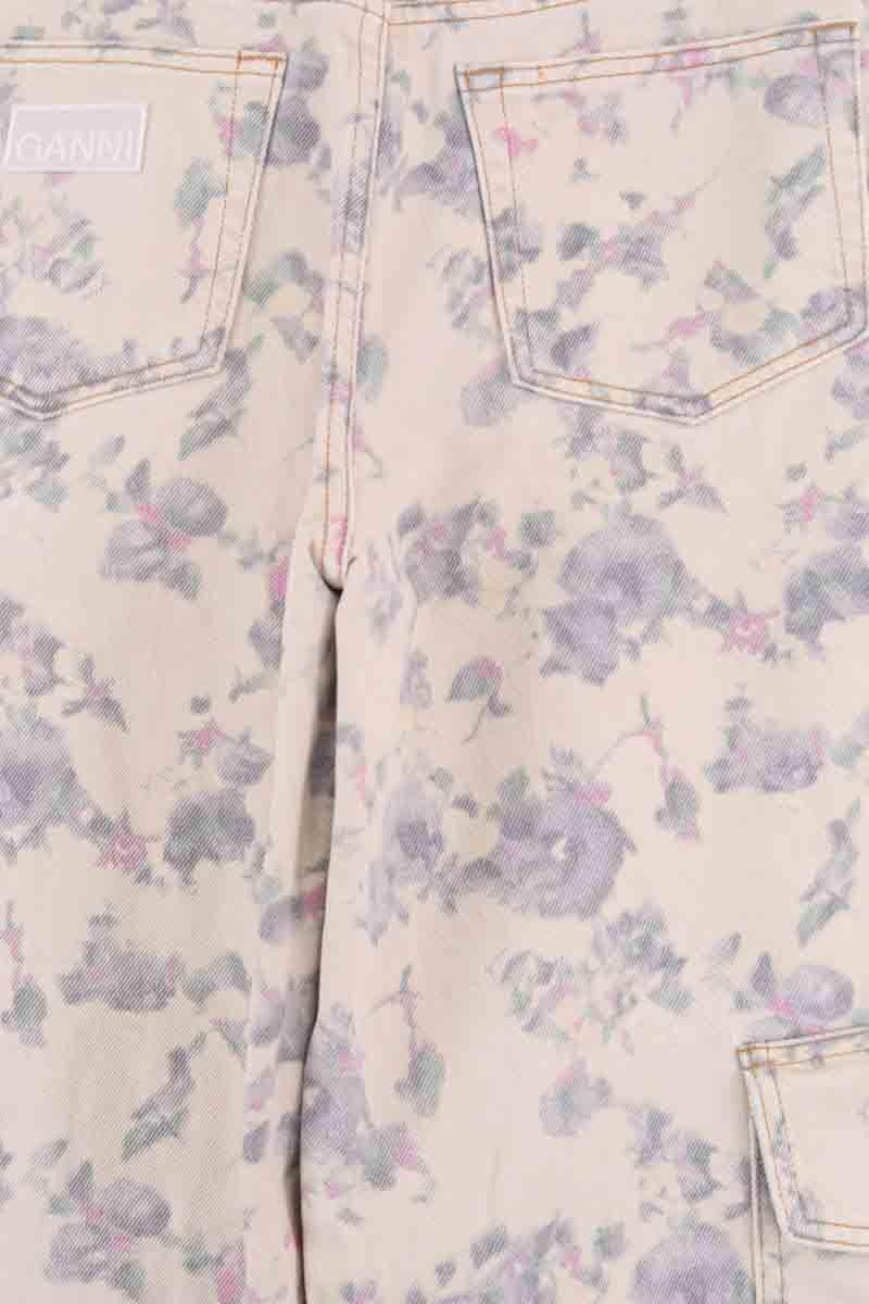 Straight cotton-blend pants GANNI - Seconde Main Beige