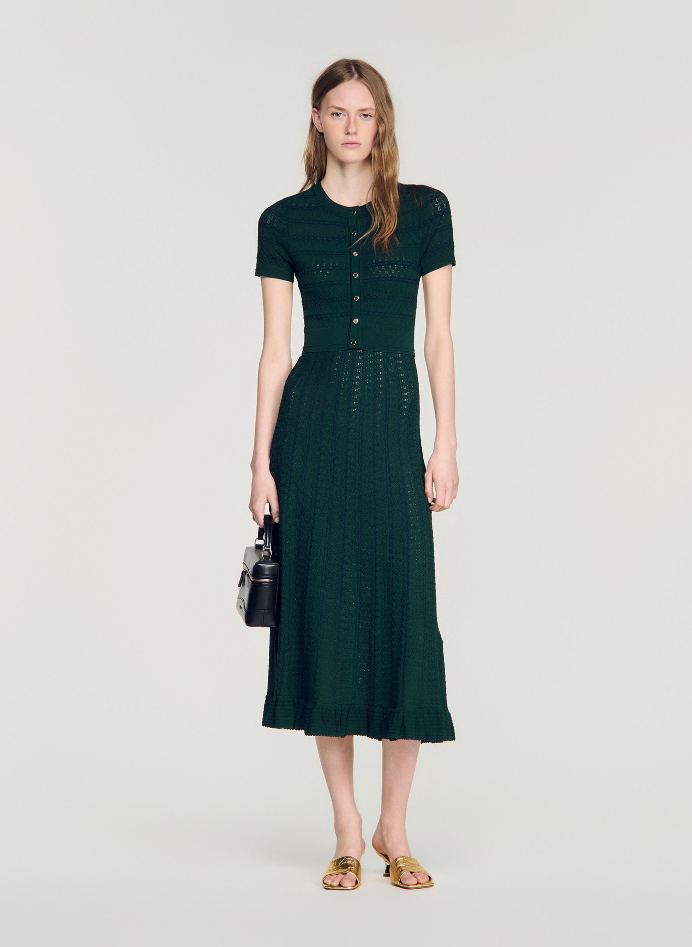 Long knit dress SANDRO Green