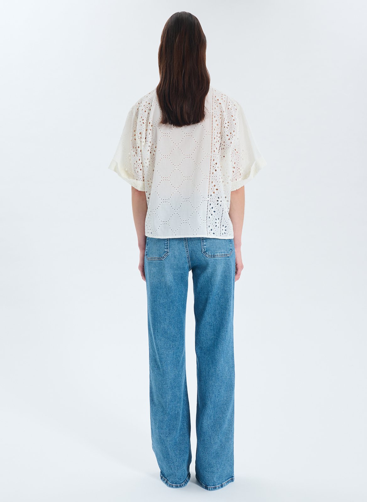 Baumwollbluse mit Spitze ZAPA Weiss