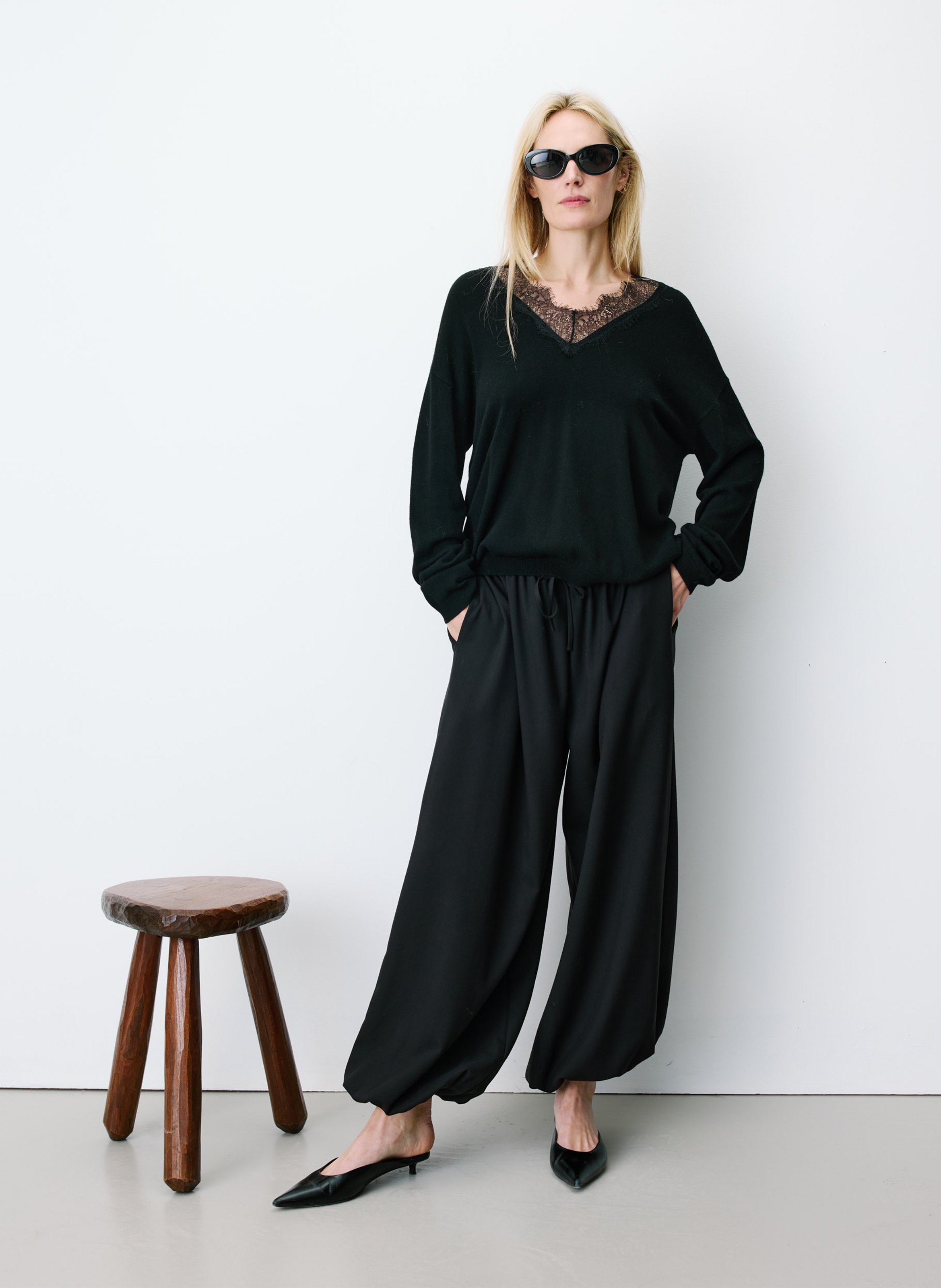 Pull col V  GRACE ET MILA Noir