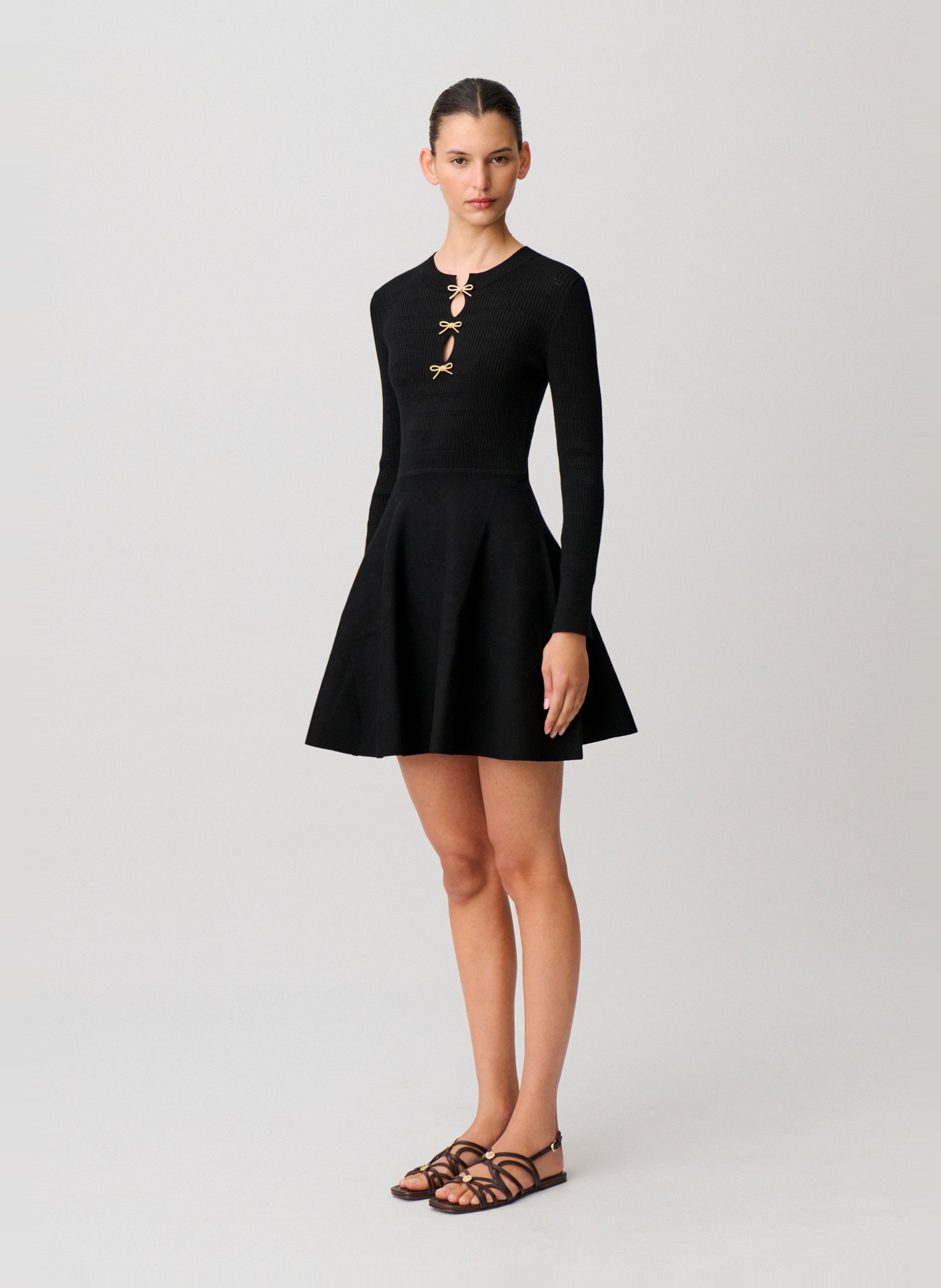 Robe courte cintrée à détails nœuds CLAUDIE PIERLOT Noir