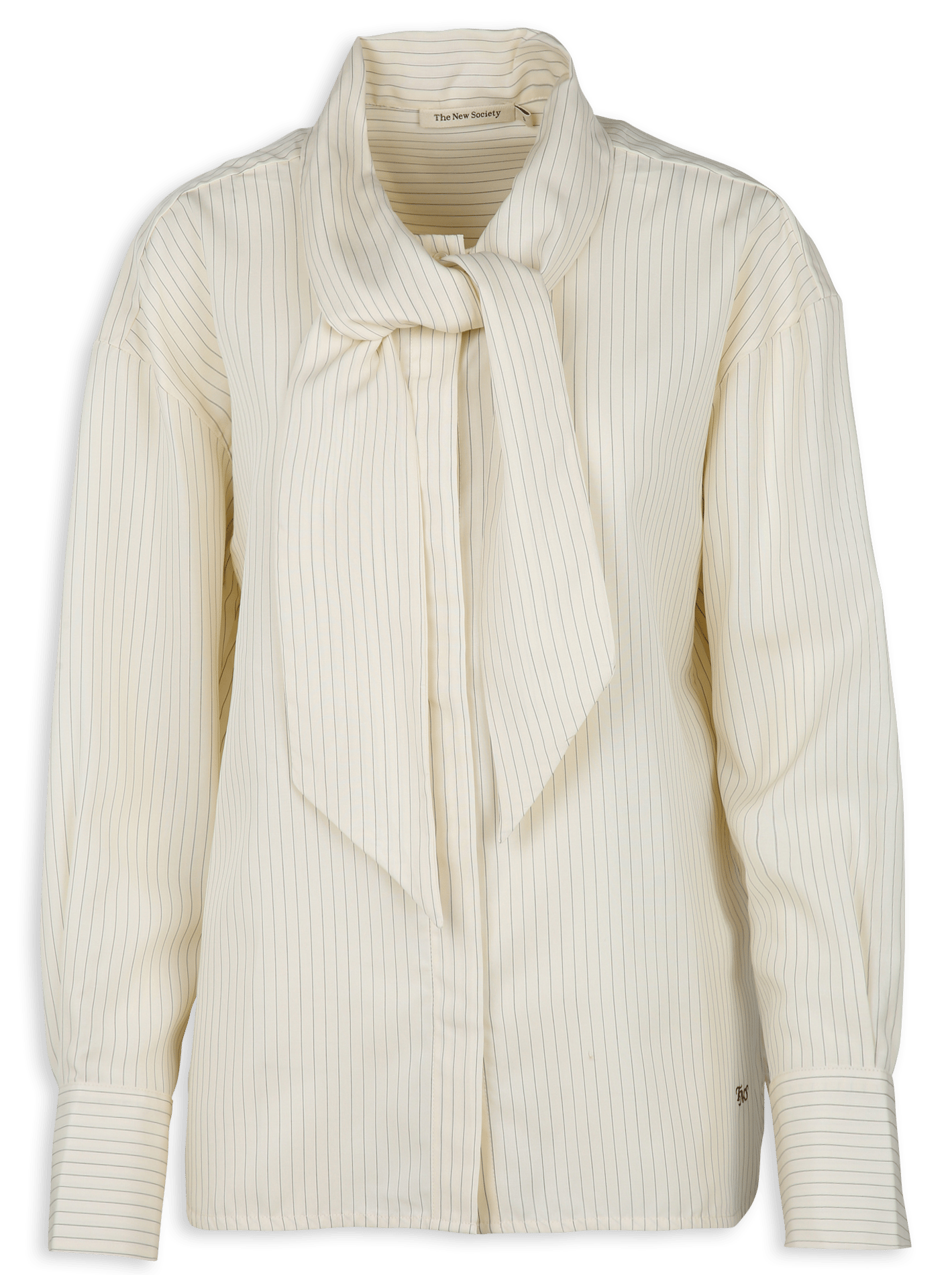 Oversized blouse met strik kraag en strepen THE NEW SOCIETY Beige