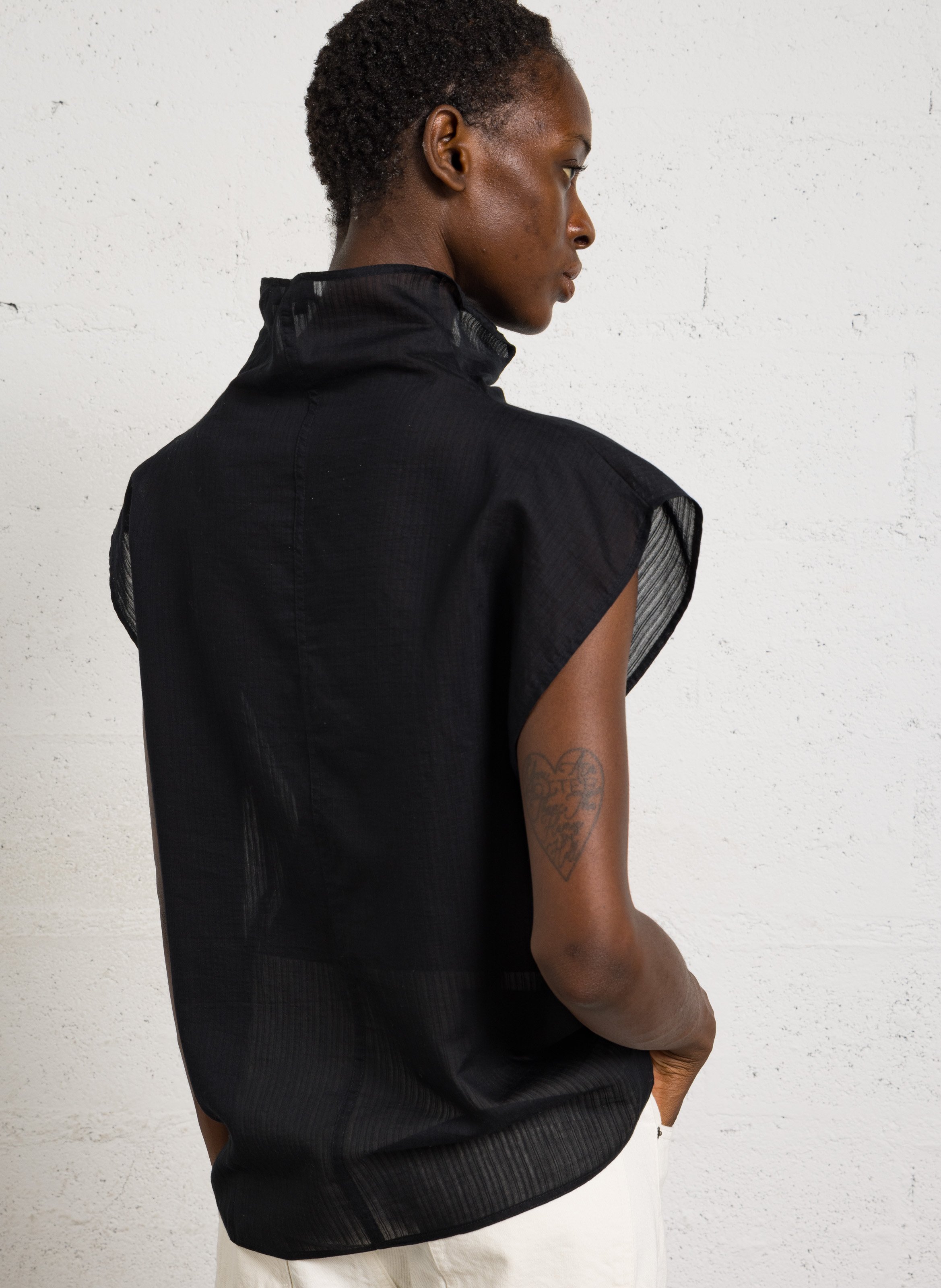 Oversized top in blended organic cotton and silk SOEUR Black