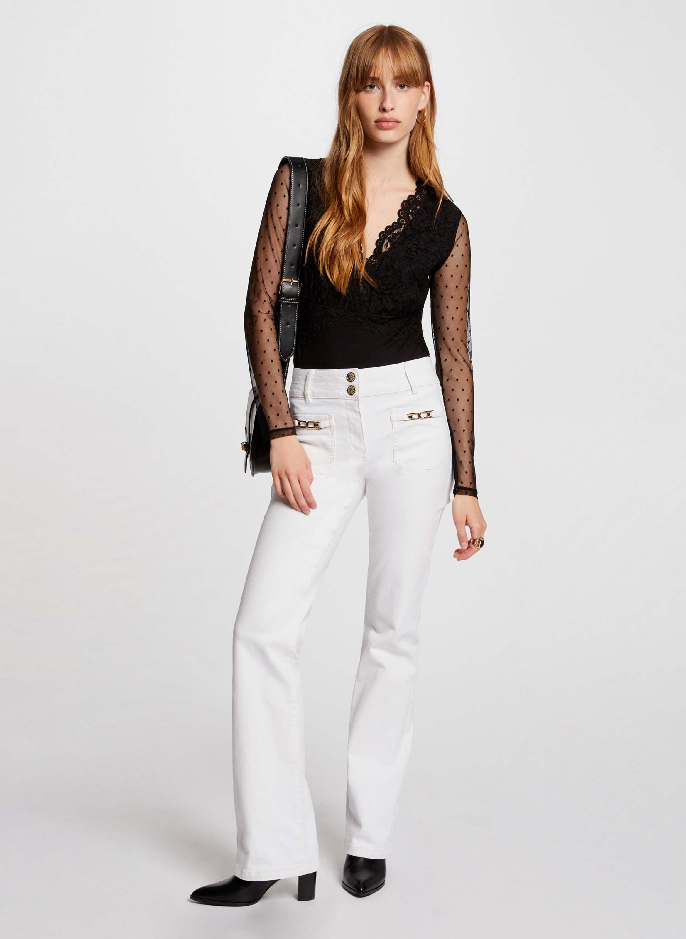 Long-sleeved lace body MORGAN Black