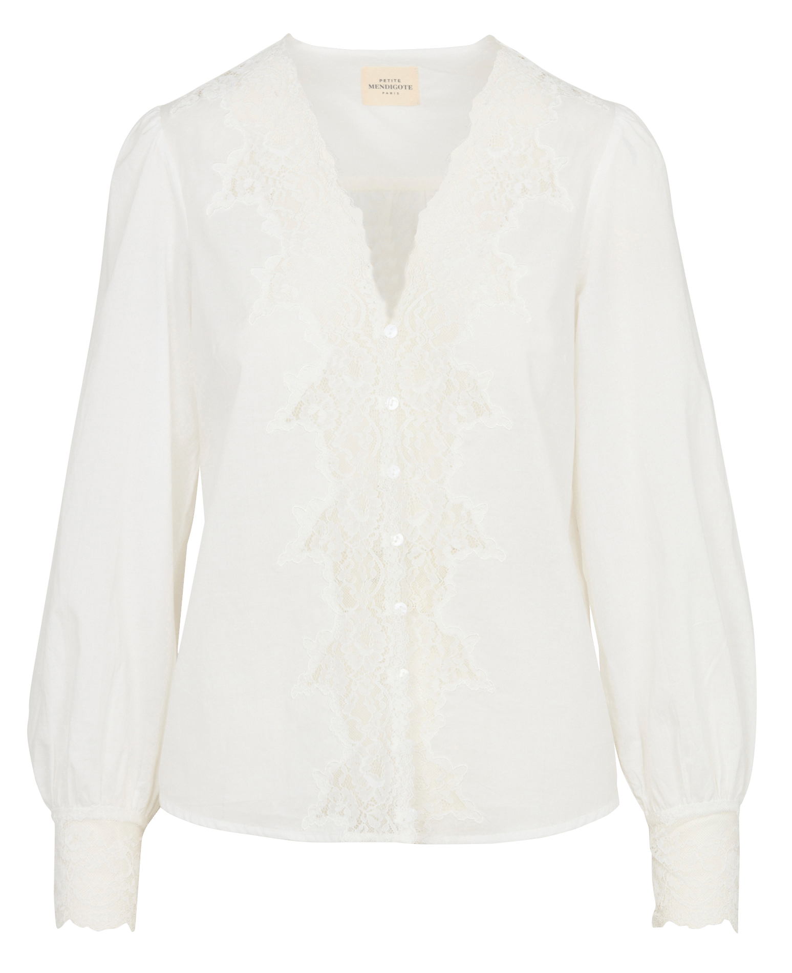 Bluse mit V-Ausschnitt und geradem Schnitt aus Spitze PETITE MENDIGOTE