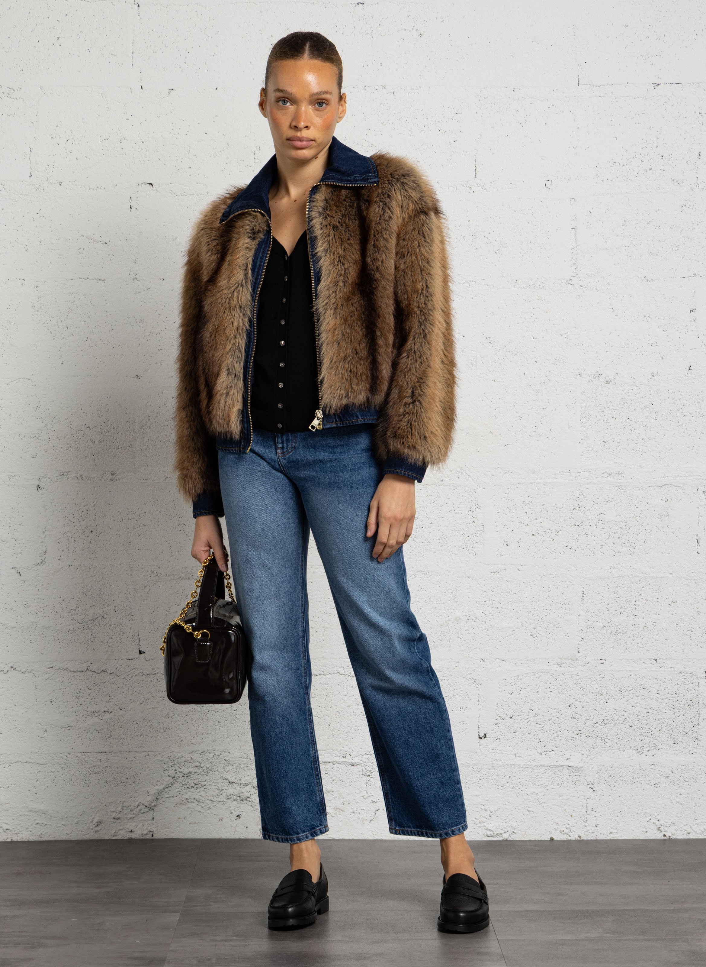 Leather shoulder bag BERENICE Brown