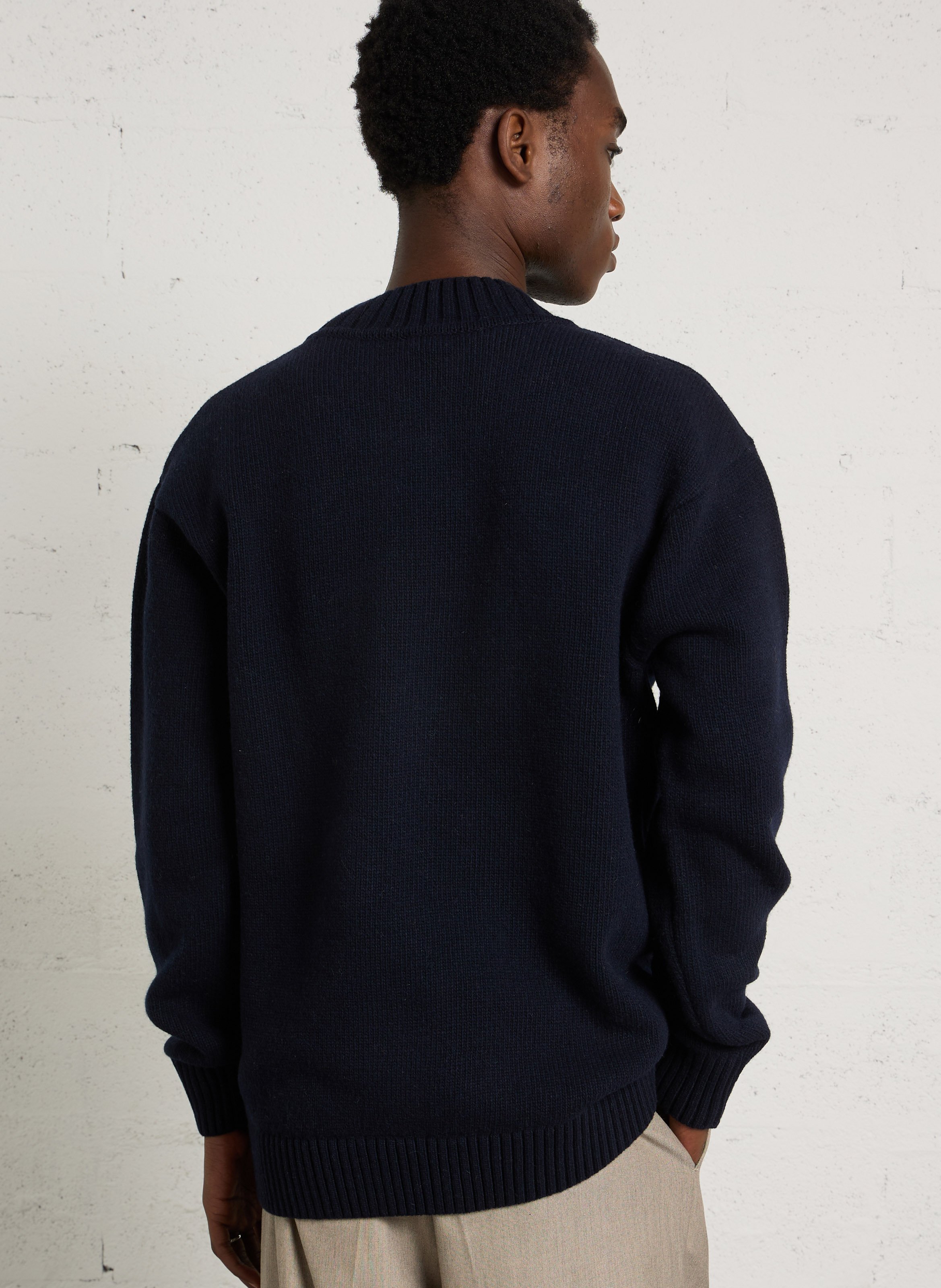 Pull uni en maille de laine mélangé ARMOR LUX Bleu