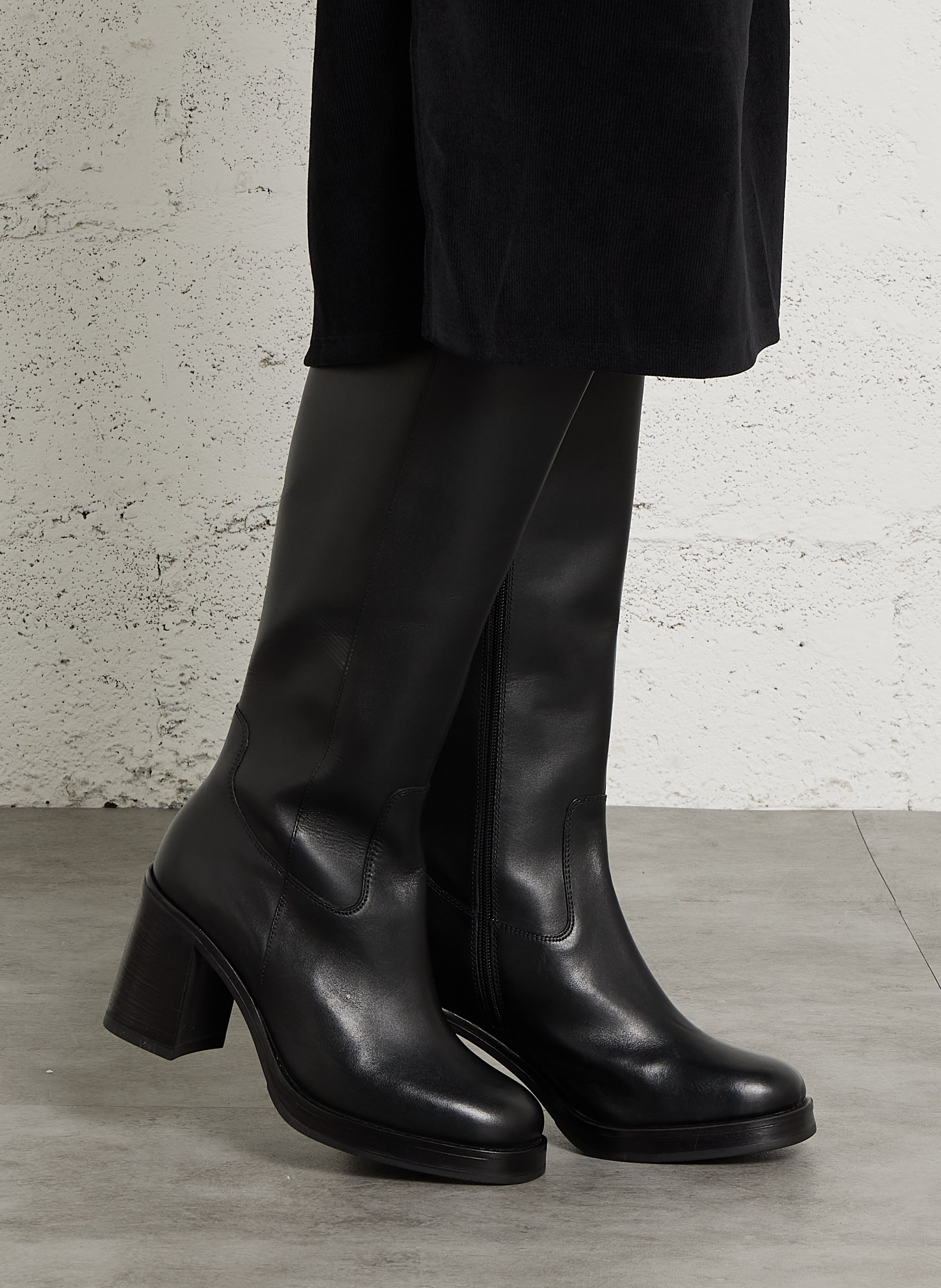 Bottes hautes à talons en cuir BOCAGE Noir