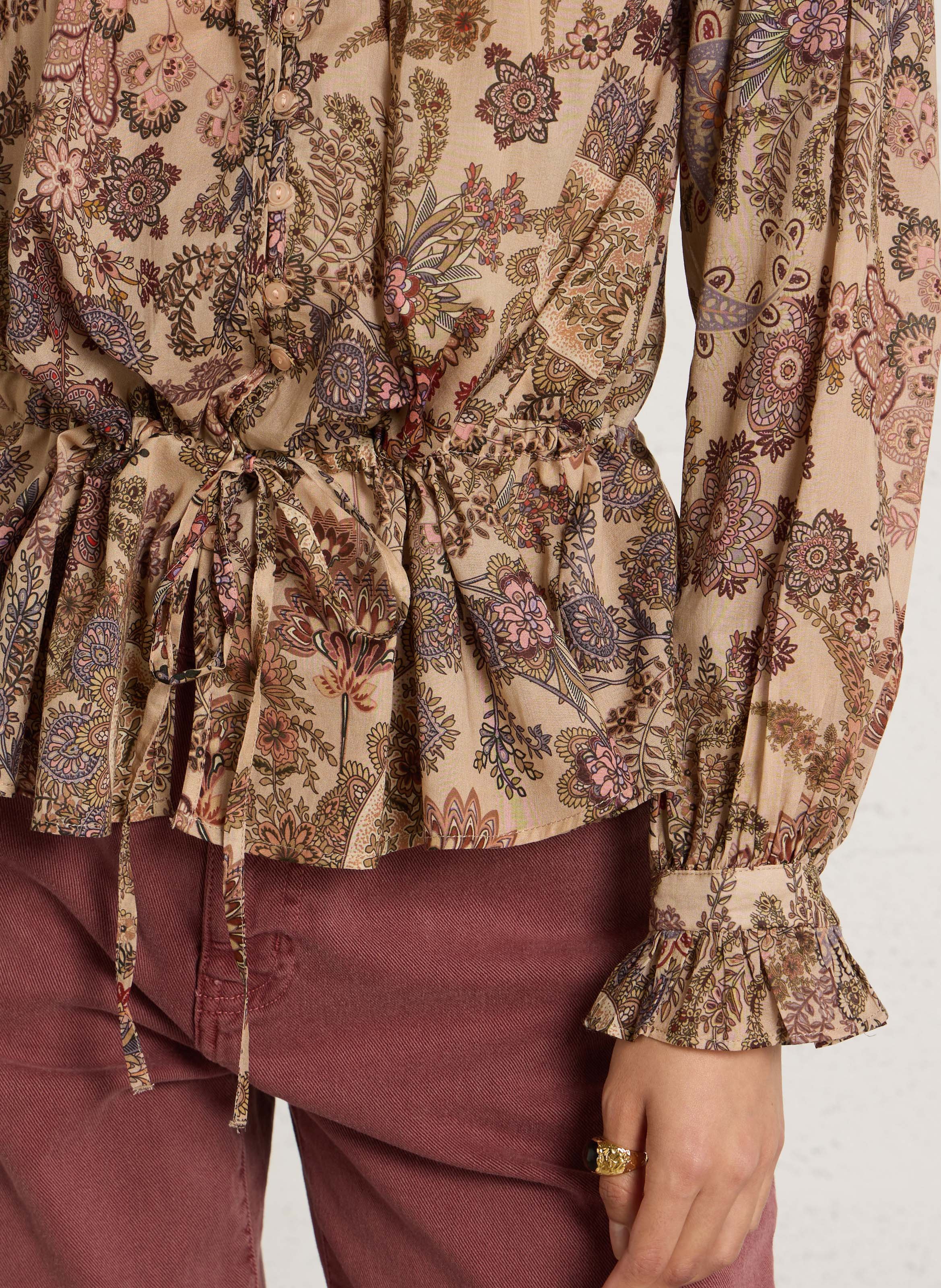 Gedrukte rechte katoenen blouse SUD EXPRESS Wit