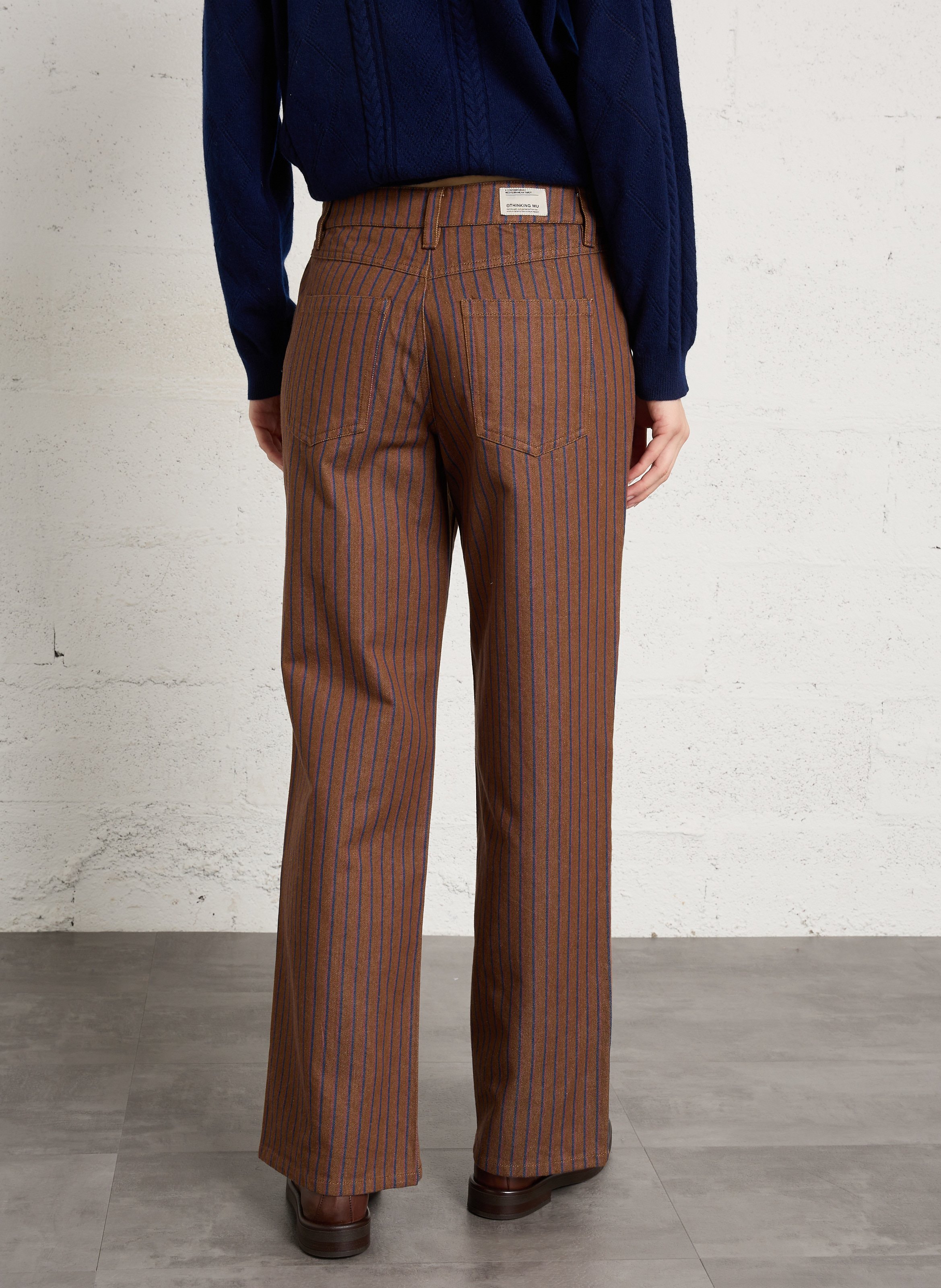 Gerade gestreifte Jeans aus Bio-Baumwolle THINKING MU Mehrfarbig
