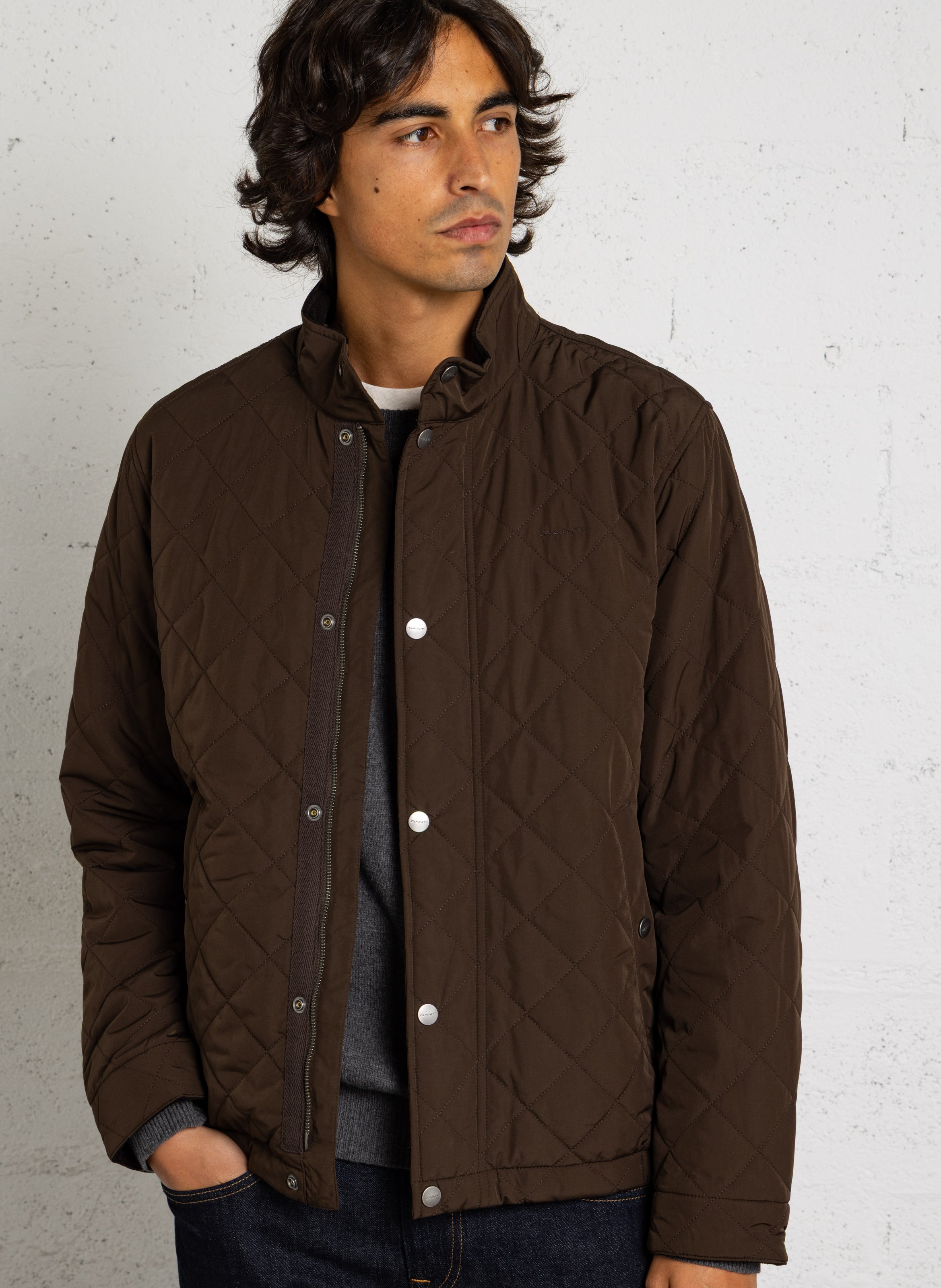 Quilted solid straight jacket GANT Brown