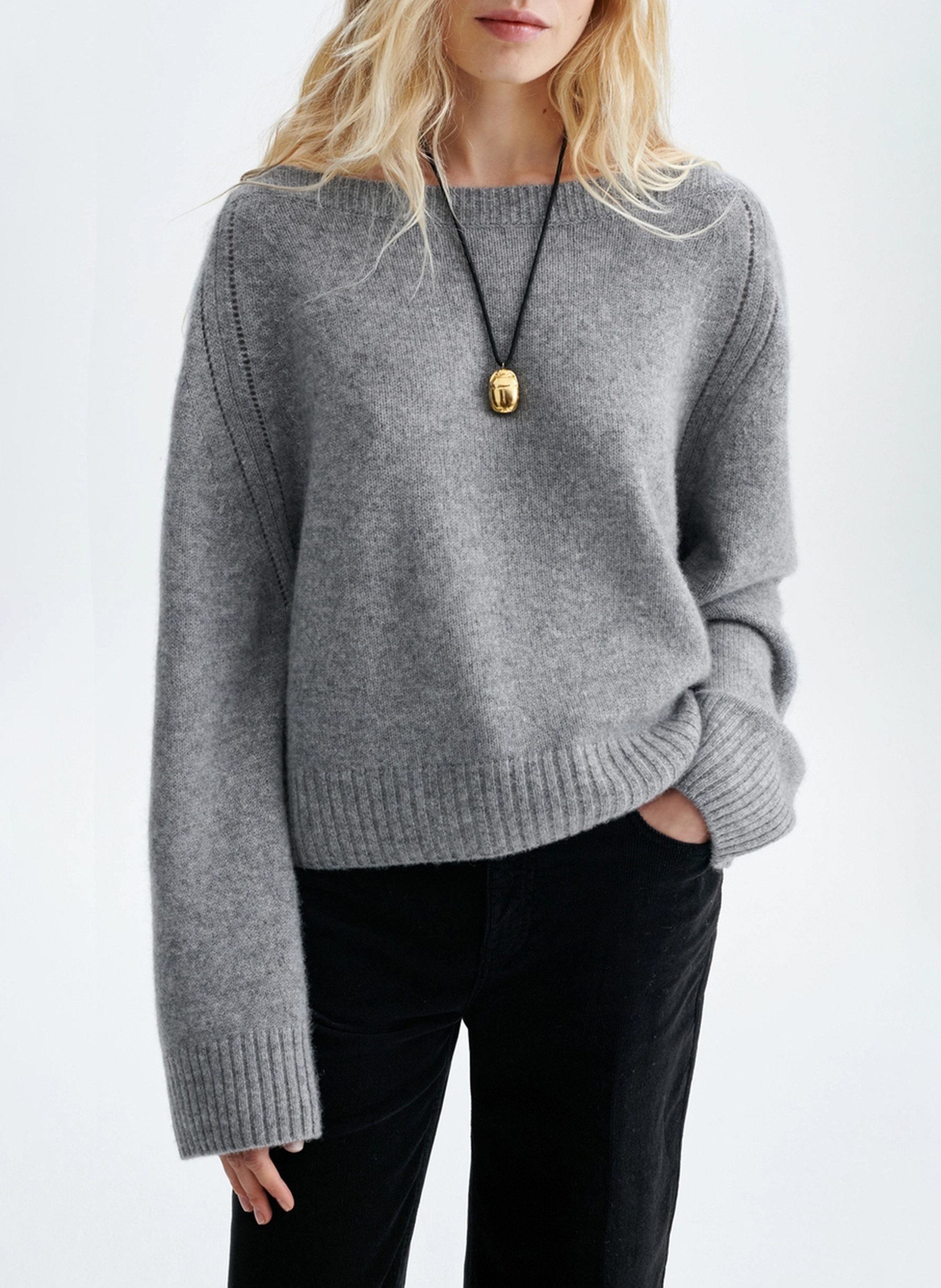 Weiter Kaschmirpullover mit U-Boot-Kragen VANESSA BRUNO Grau