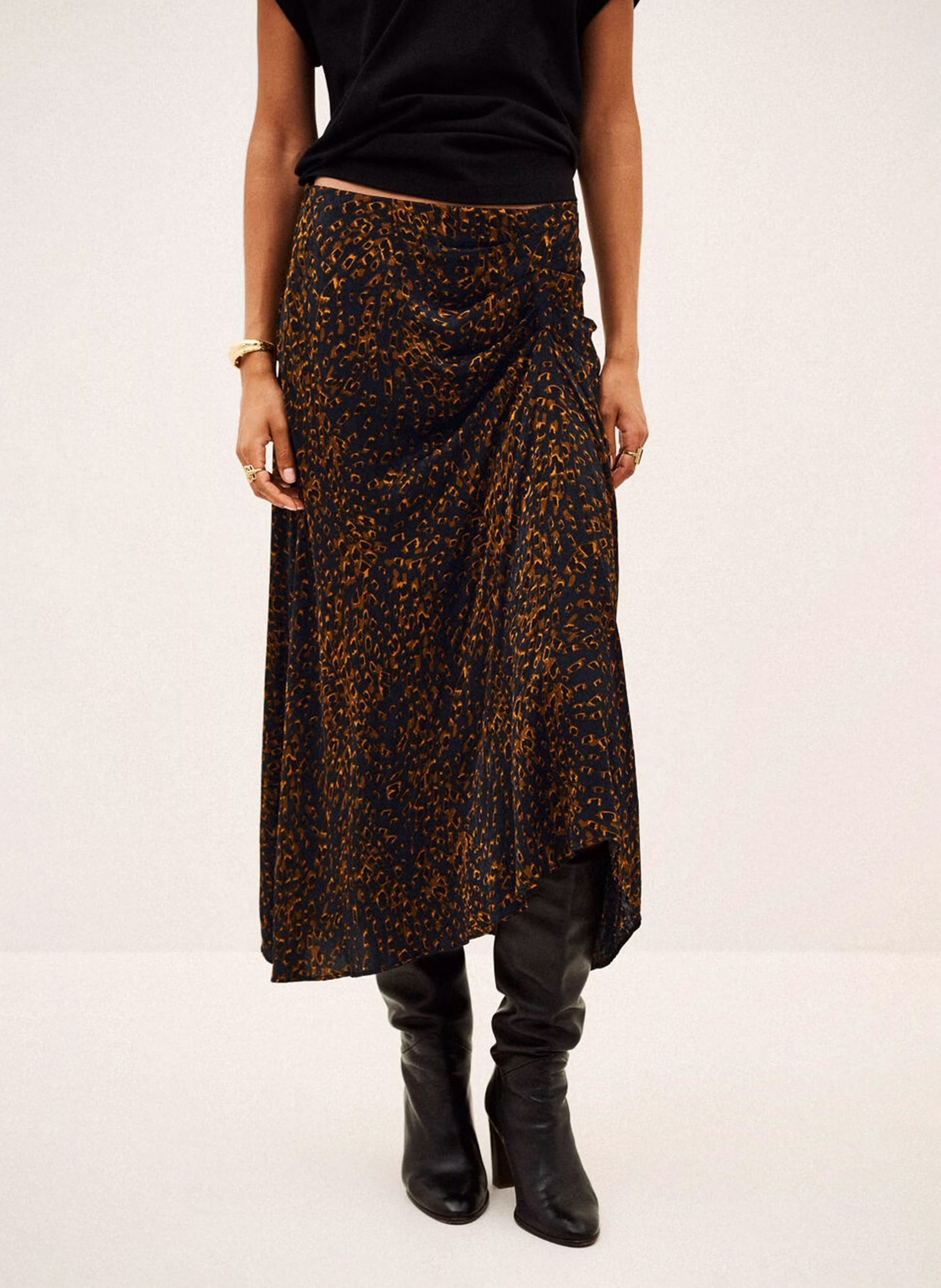 Jupe midi asymétrique à motifs BA&SH