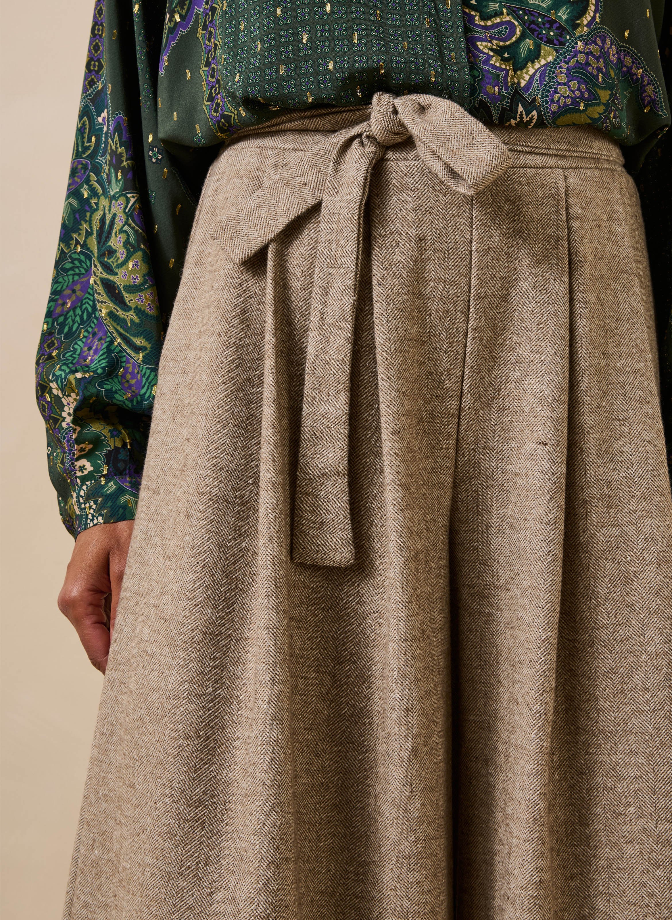 Tweed culotte trousers LA FEE MARABOUTEE Beige