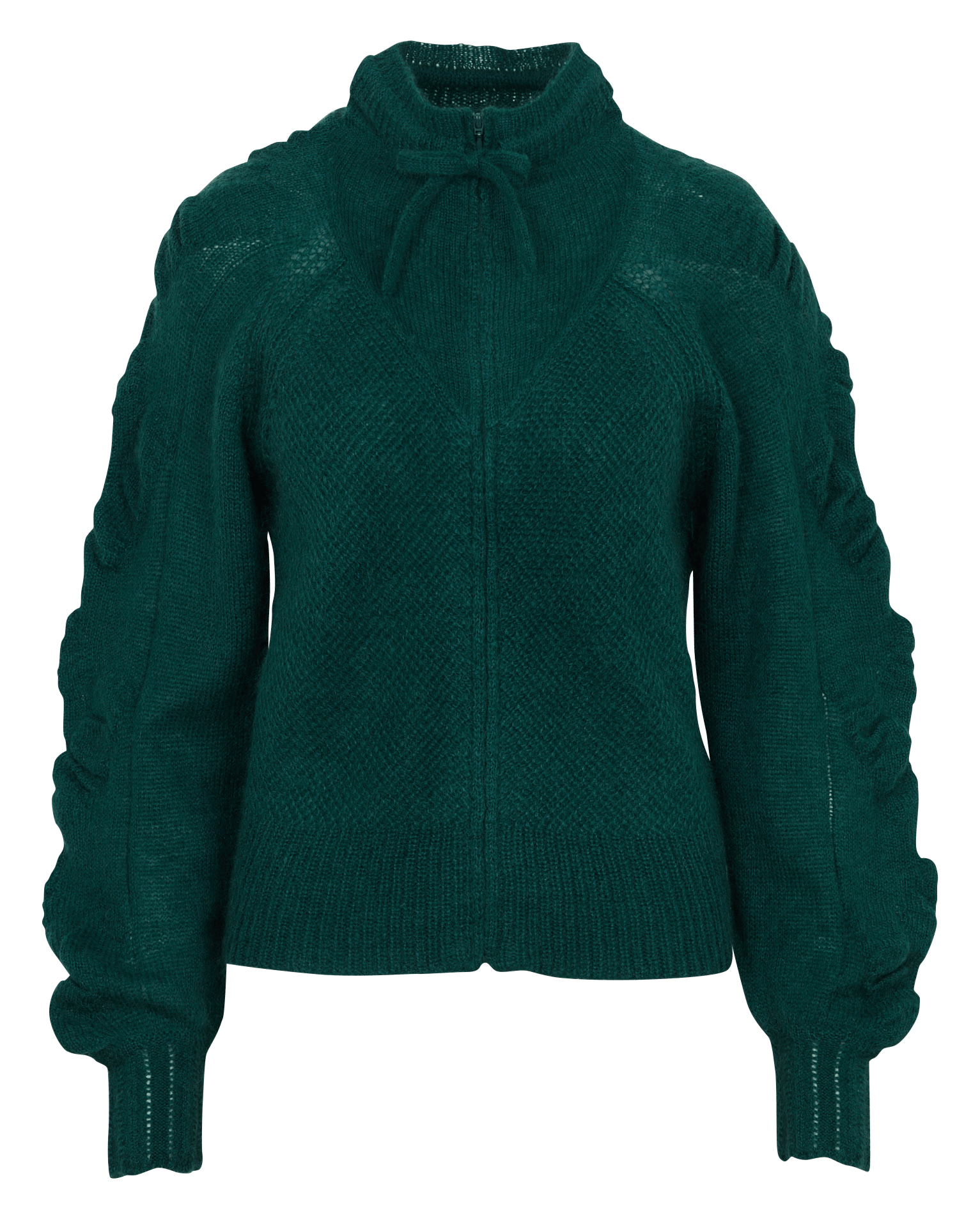Gerade geschnittene Strickjacke mit Reißverschluss aus Wollmischung COTELAC Grun